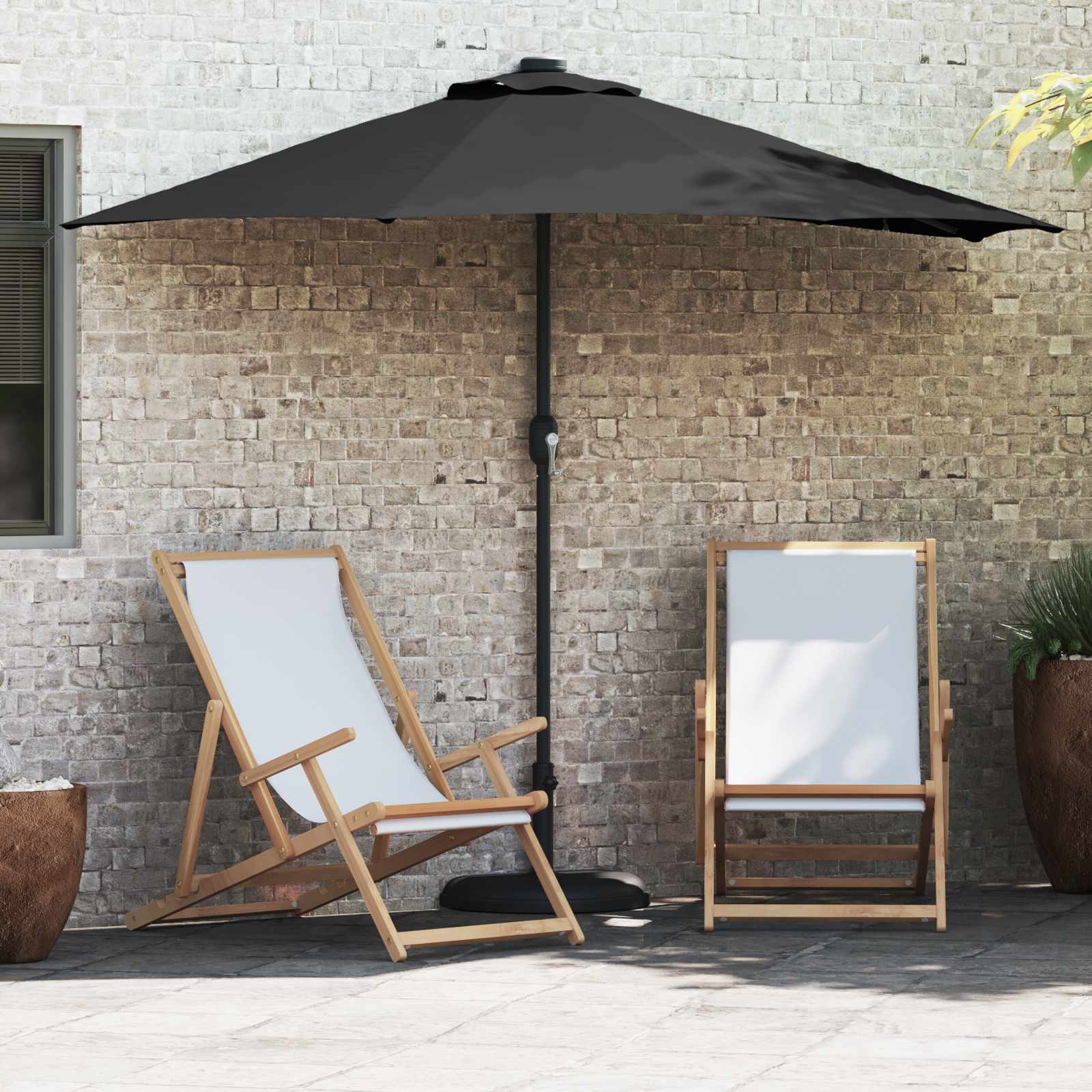 Tuinparasol Zwart 294 x 150 x 224 cm Polyester en staal