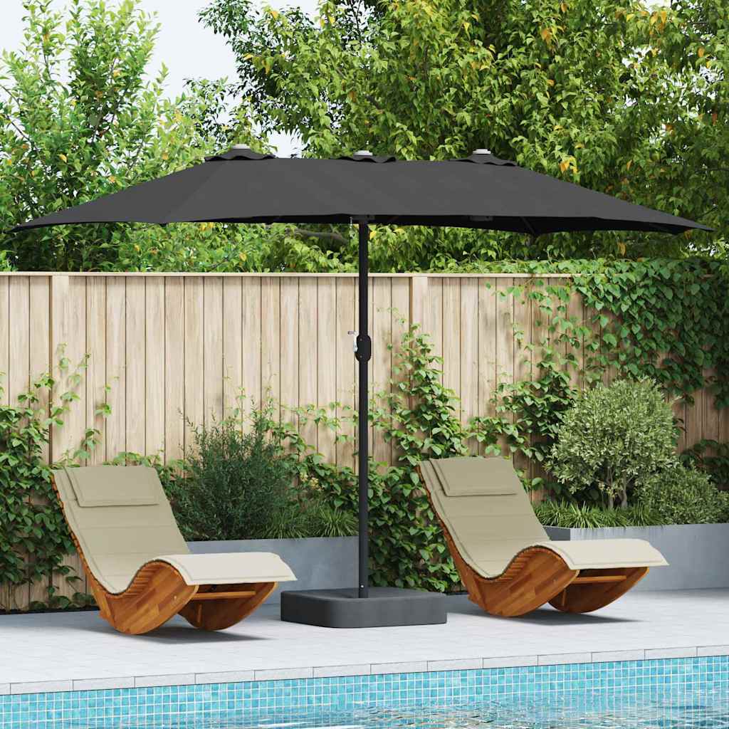 Tuinparasol Zwart 385 x 209 x 244 cm Polyester en staal