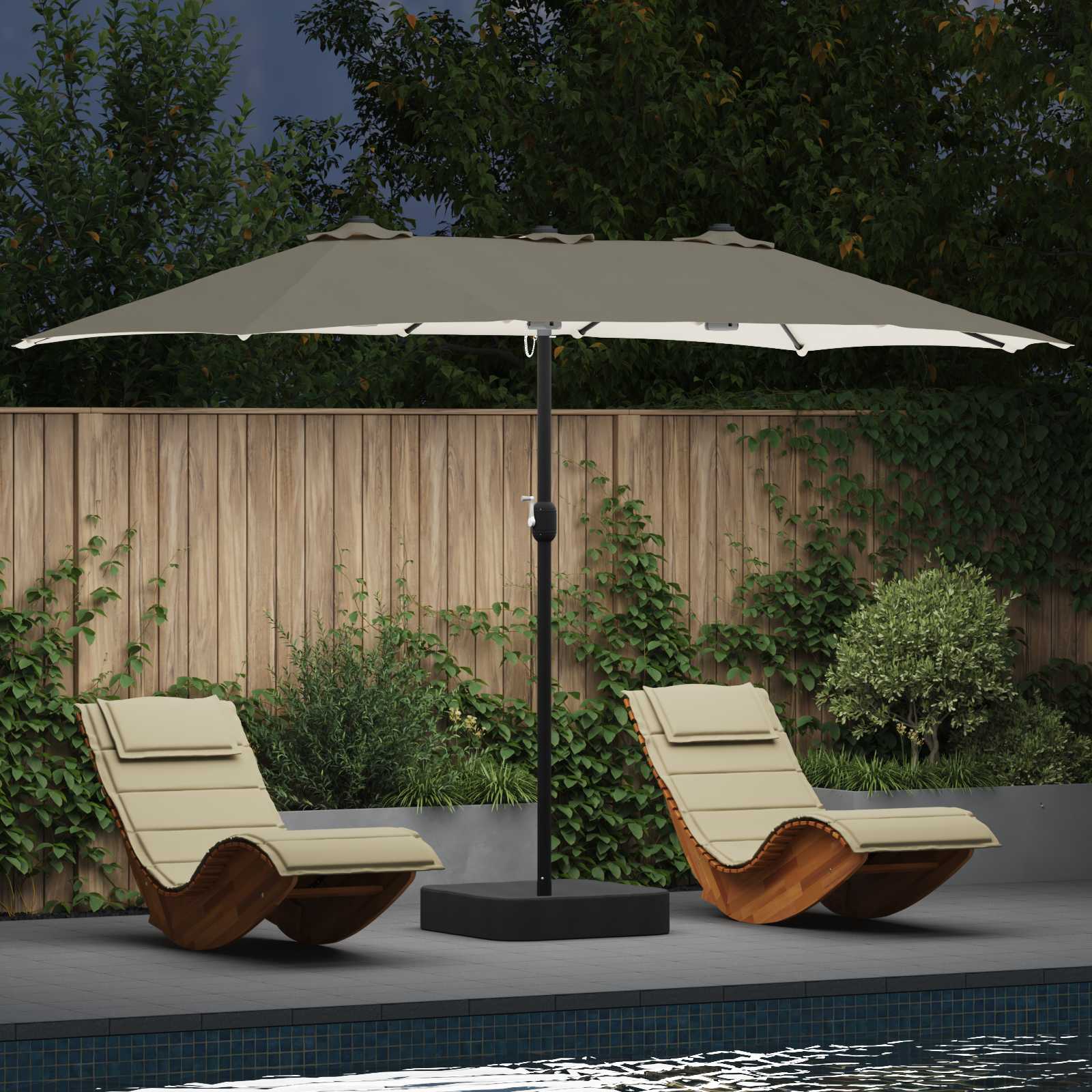 Tuinparasol Zand en Antraciet 385 x 209 x 244 cm Polyester