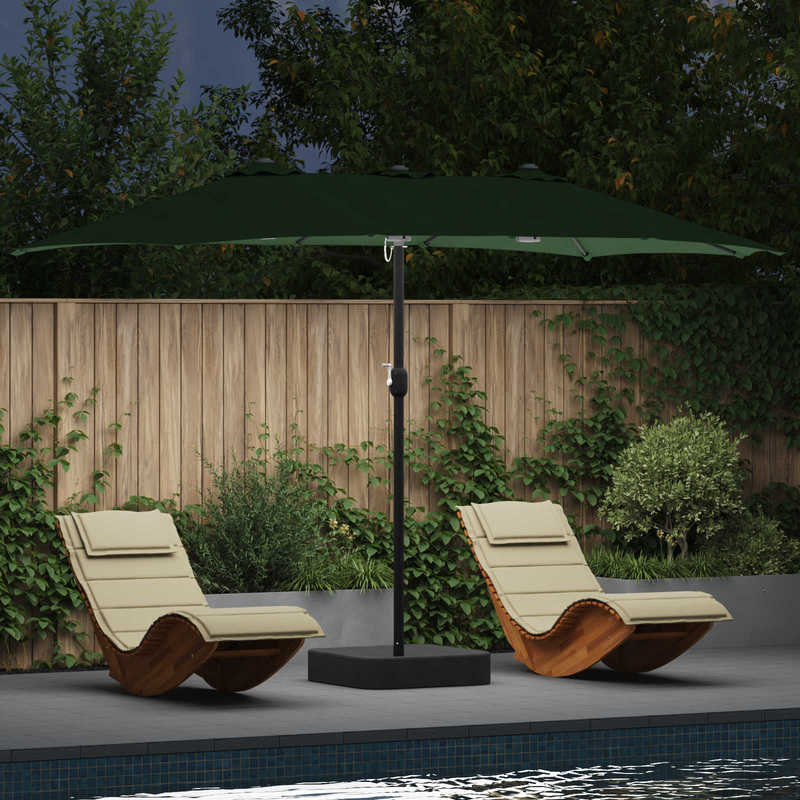 Tuinparasol Groen 385 x 209 x 244 cm Polyester – afbeelding 1