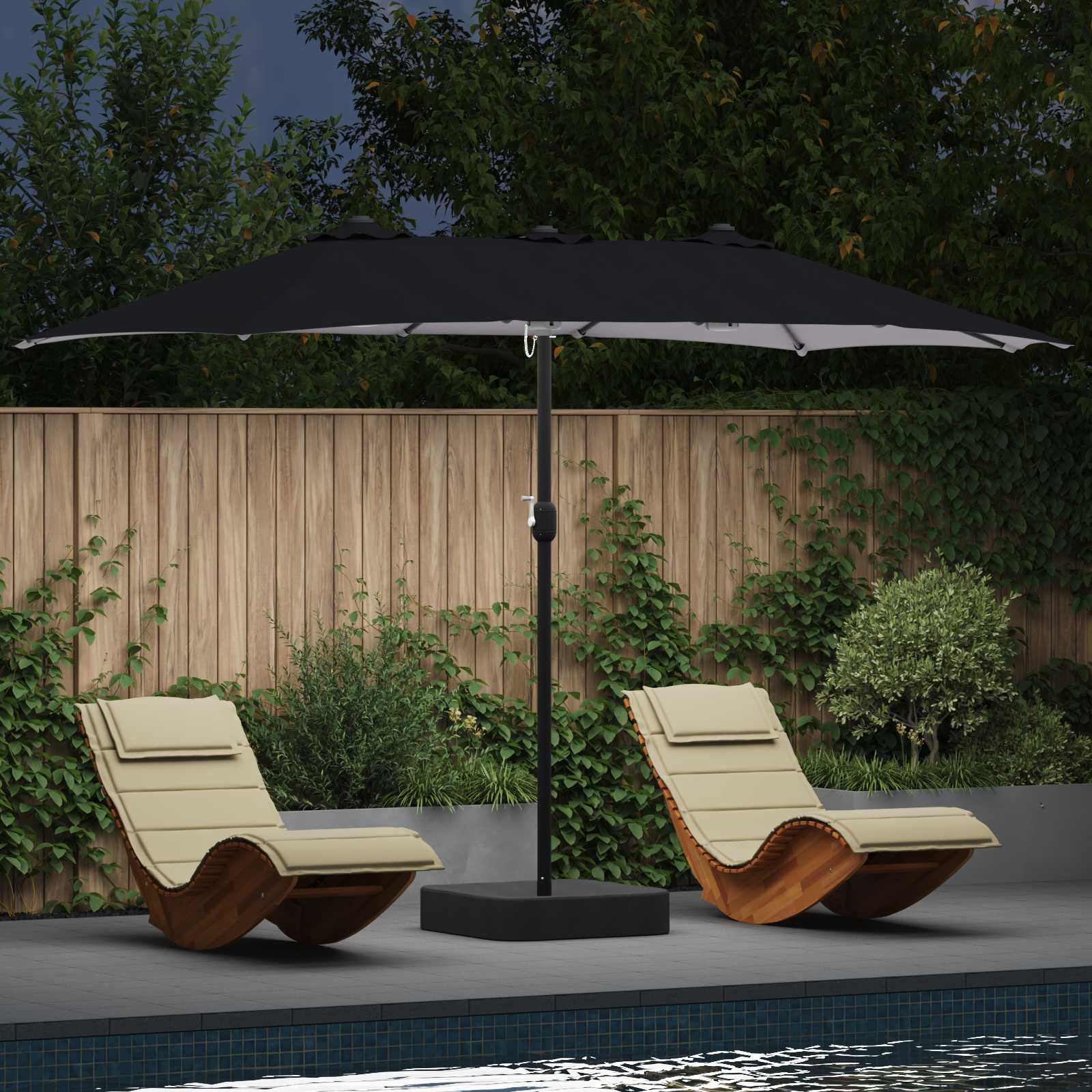 Tuinparasol Antraciet 385 x 209 x 244 cm Polyester – afbeelding 1