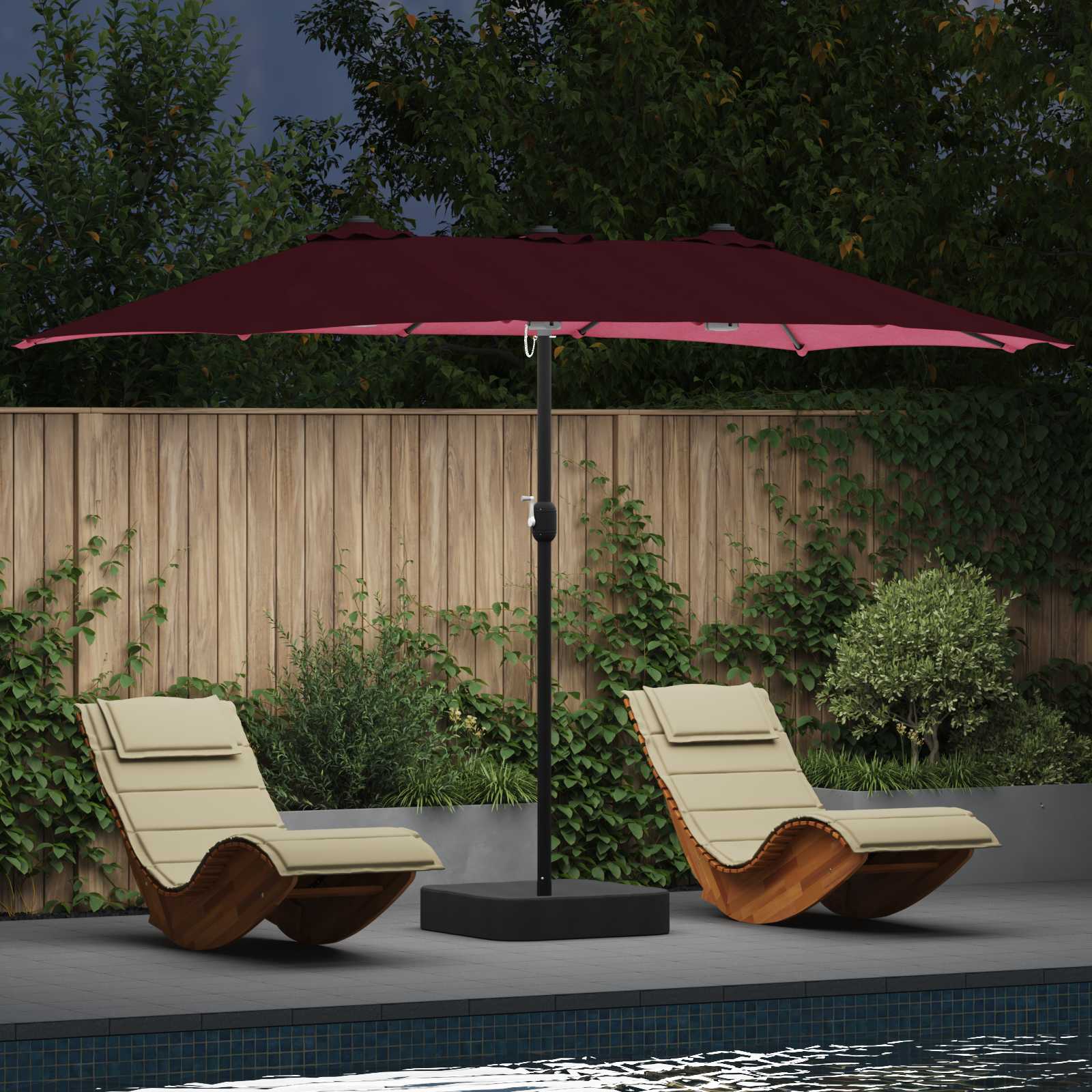 Tuinparasol Bordeaux Rood 385 x 209 x 244 cm Polyester – afbeelding 1