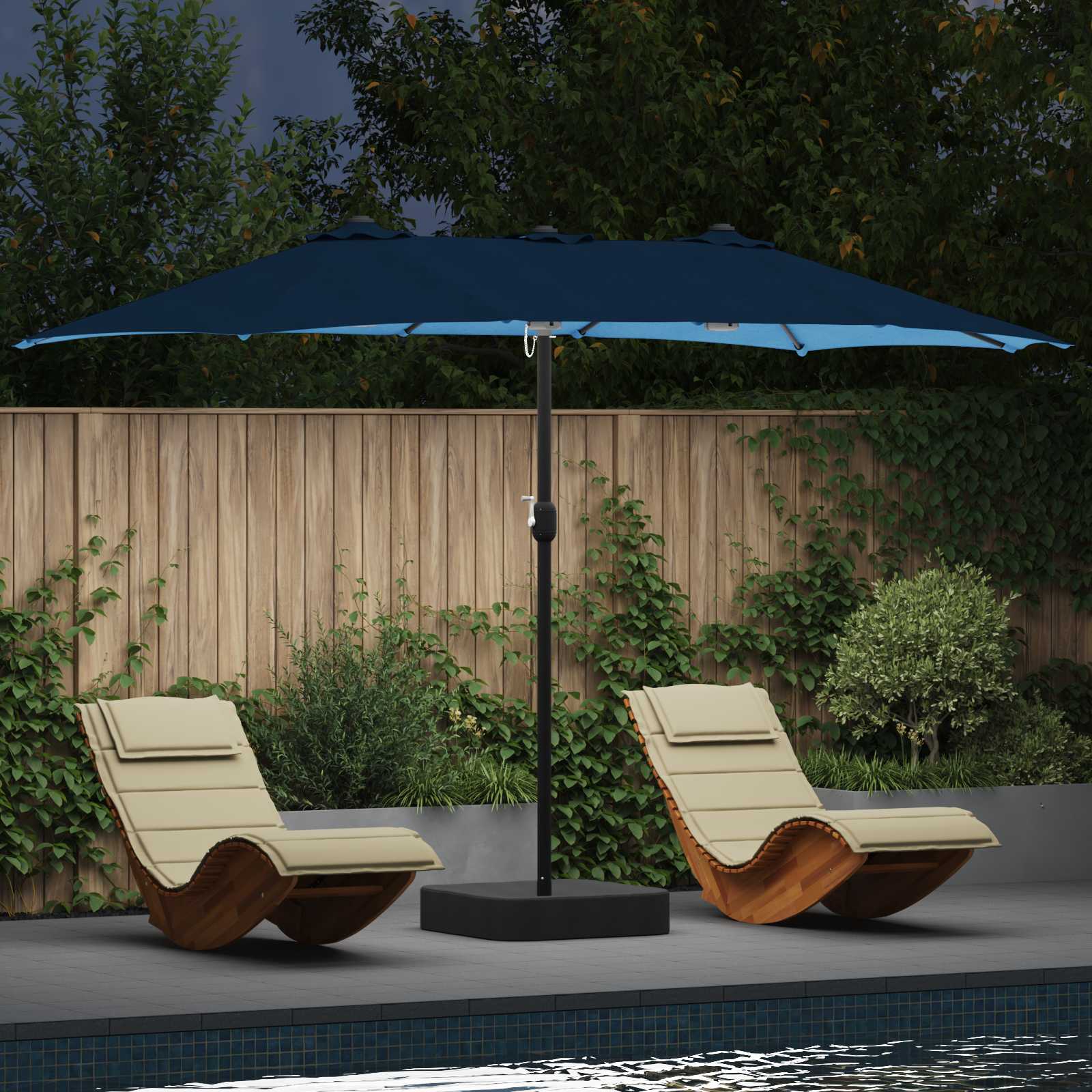 Tuinparasol Azurblauw 385 x 209 x 244 cm Polyester