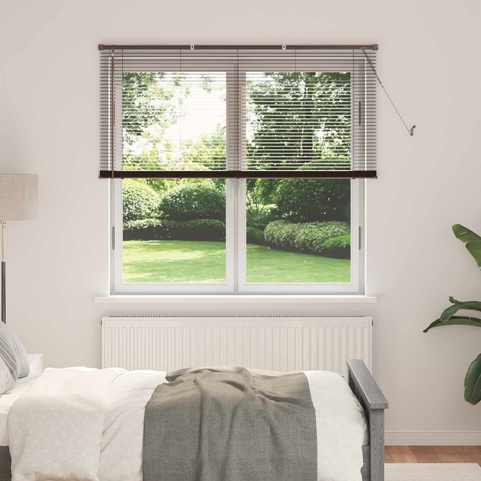 Venetiaanse Blind Donkerbruin 160 x 150 cm PVC – afbeelding 1
