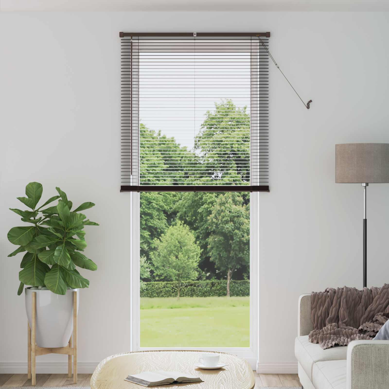 Venetiaanse Blind Donkerbruin met Patroon 213 x 90 cm PVC