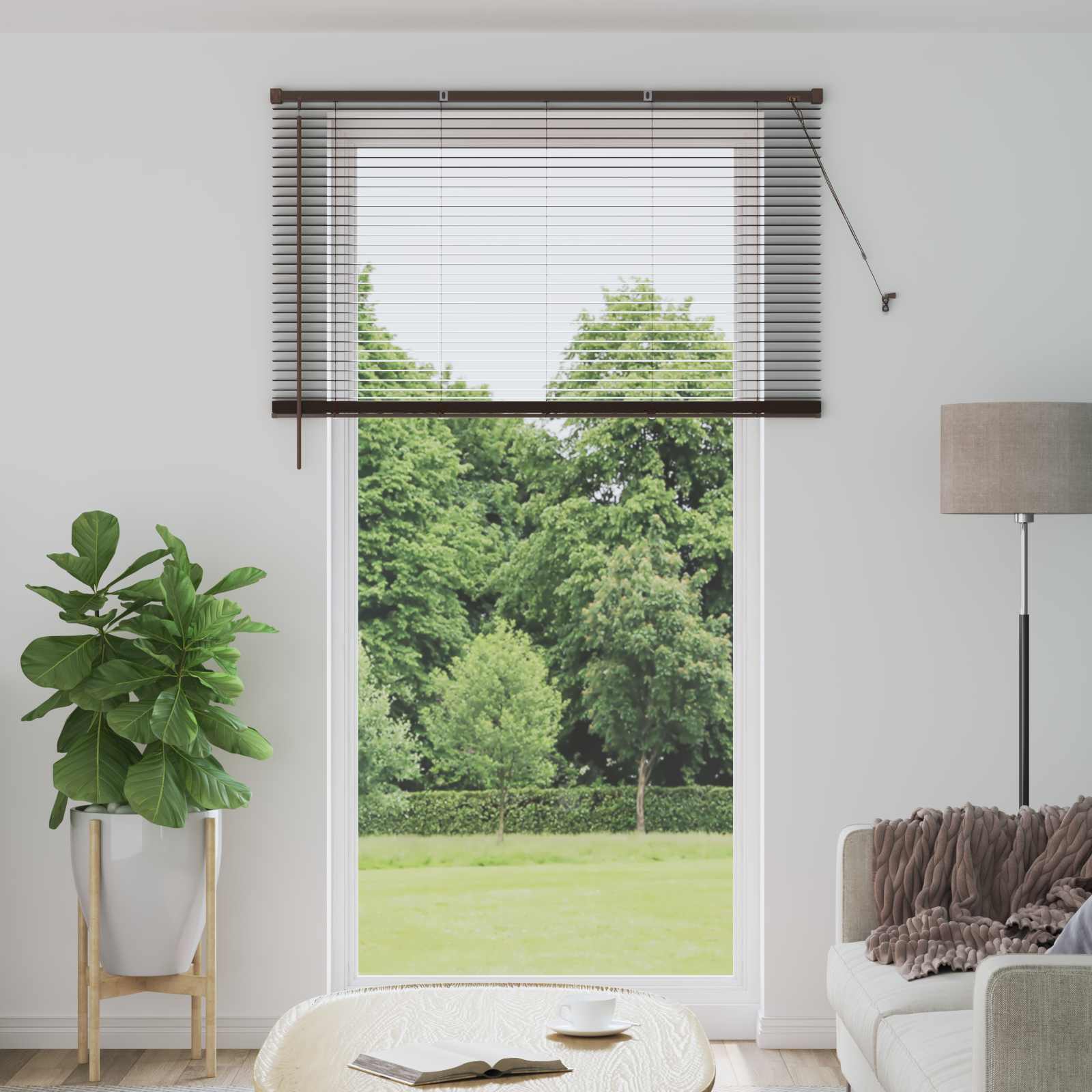 Venetiaanse Blind Donkerbruin met Patroon 213 x 150 cm PVC