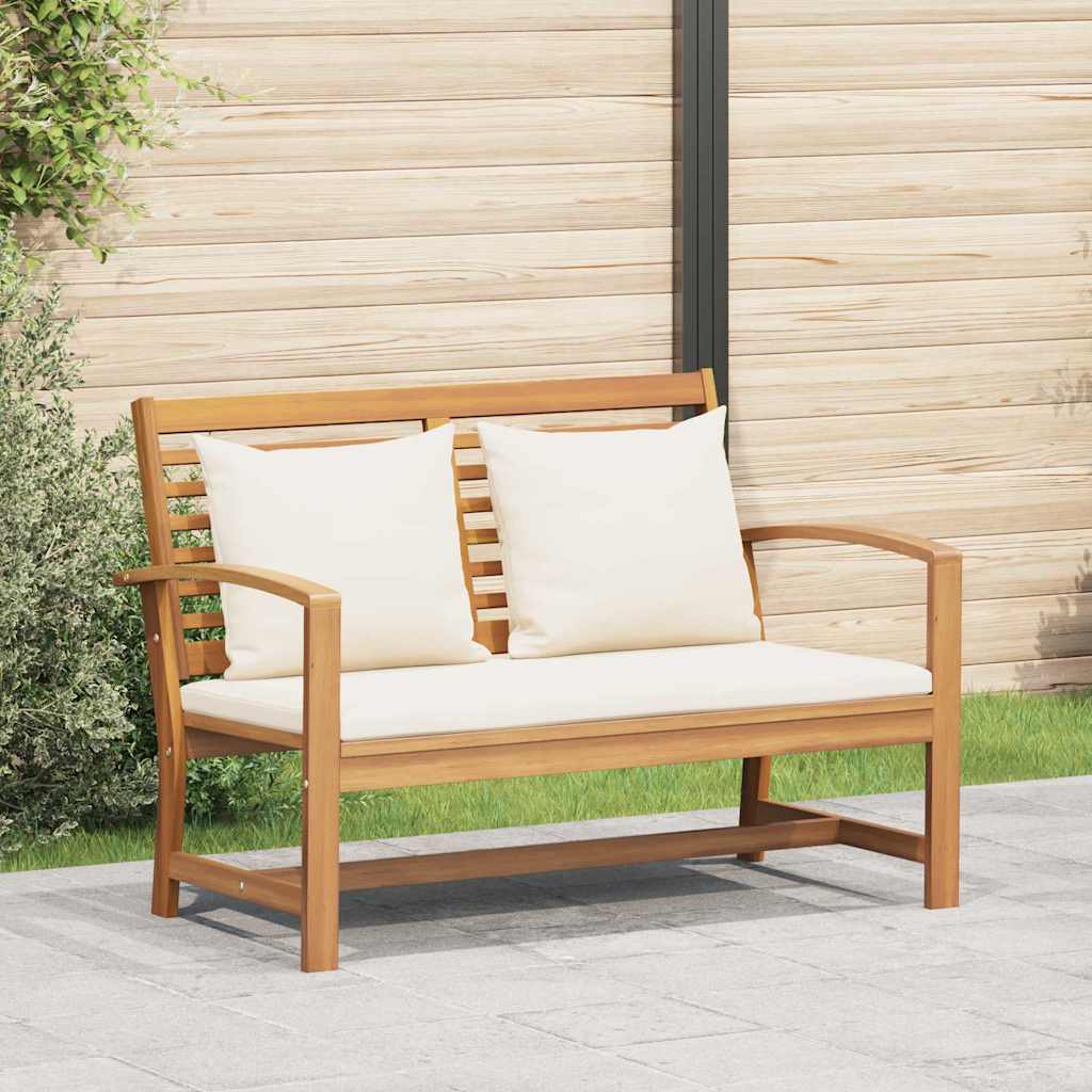 Bank Bruin en Crème 110 x 66 x 76 cm Massief Teakhout – afbeelding 1