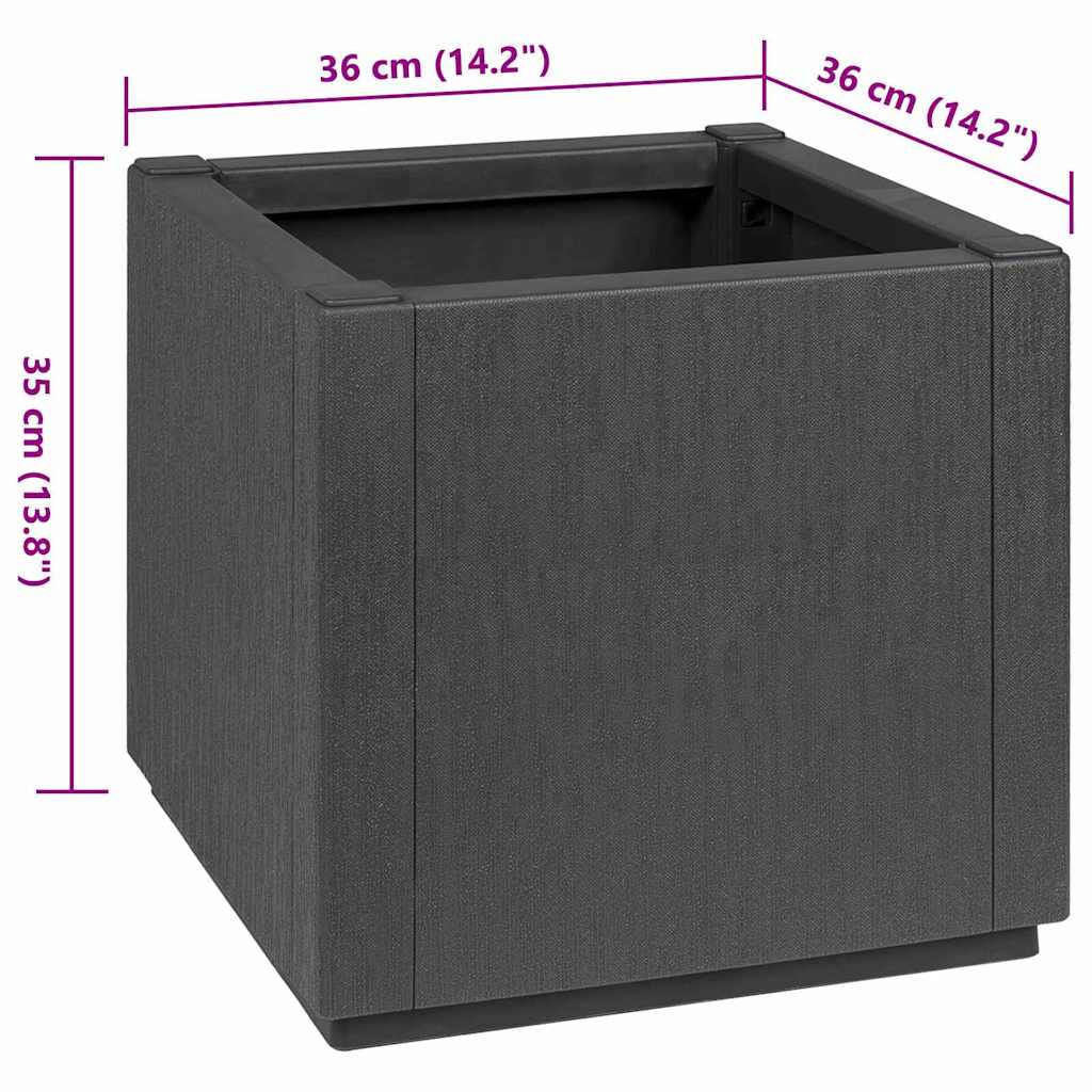 Tuinbloembak Donkergrijs 36 x 36 x 35 cm PP – afbeelding 9