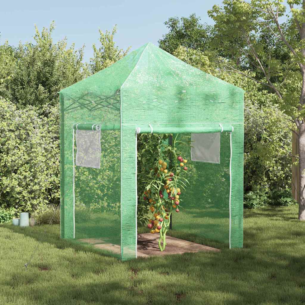 Kas met pop-up frame met dak Groen 200 x 200 x 300 cm IJzer