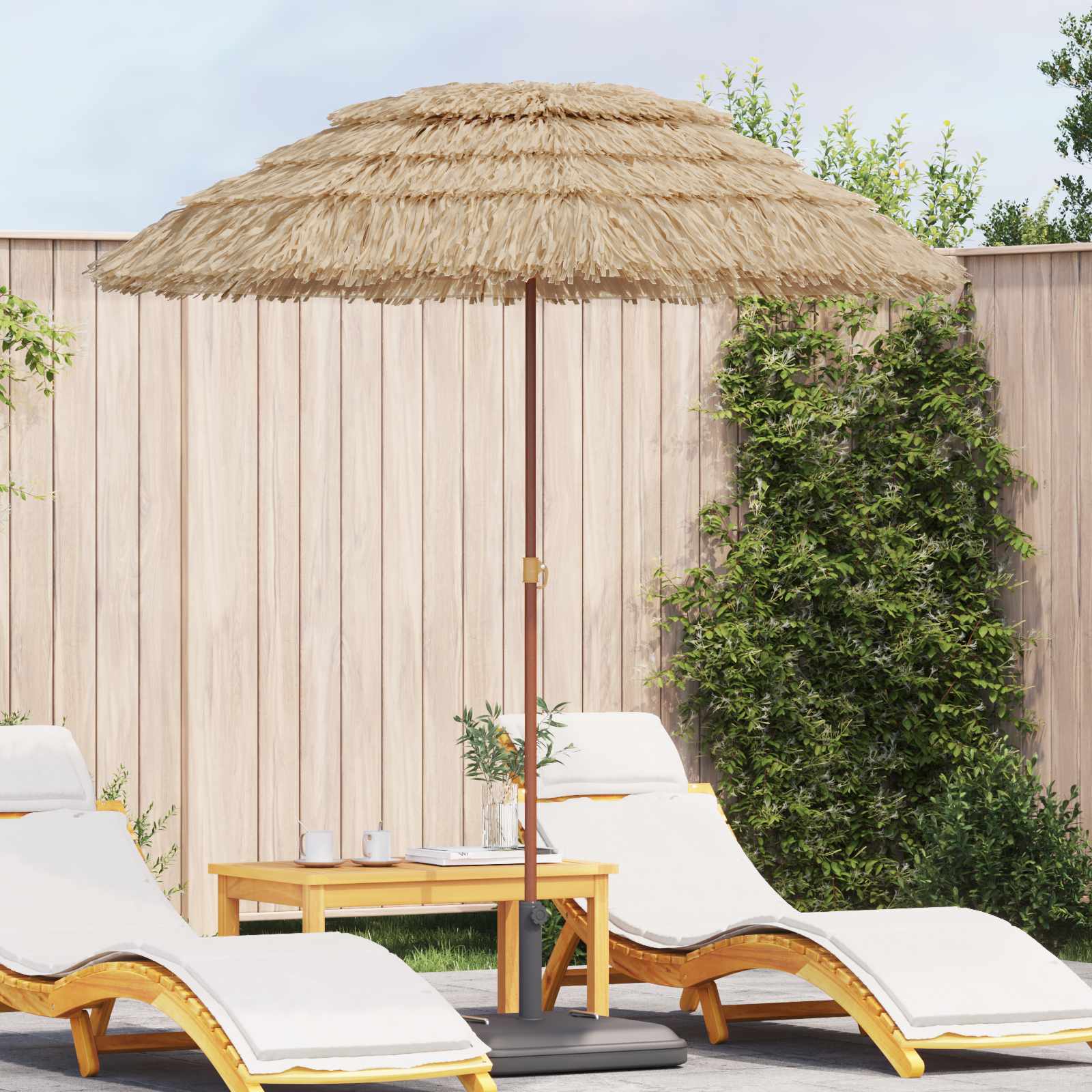 Strandparasol Naturel 160 x 160 x 196 cm Polyester en staal