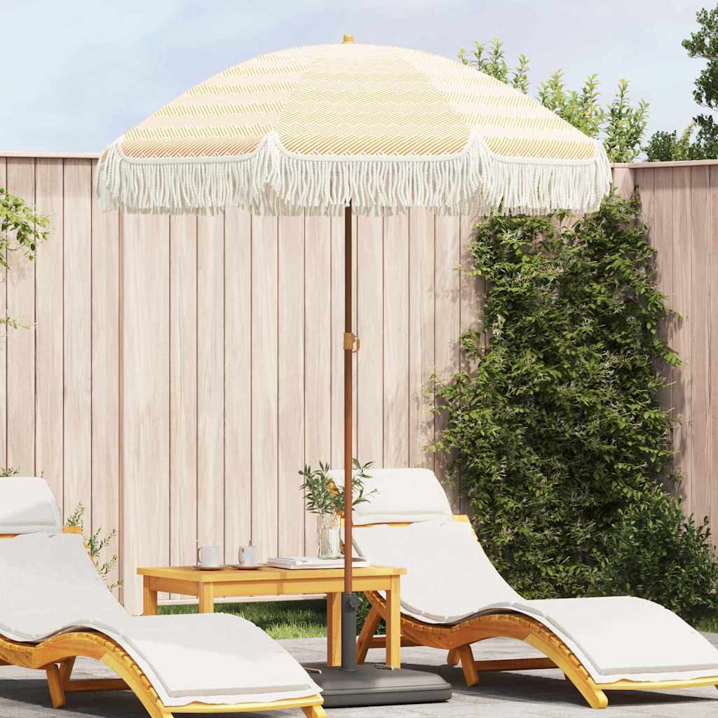 Strandparasol Geel en Wit 160 x 160 x 196 cm Polyester en staal