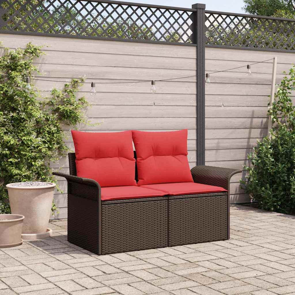 Tuinbank met kussen 141 x 62 x 69 cm poly rattan – afbeelding 1