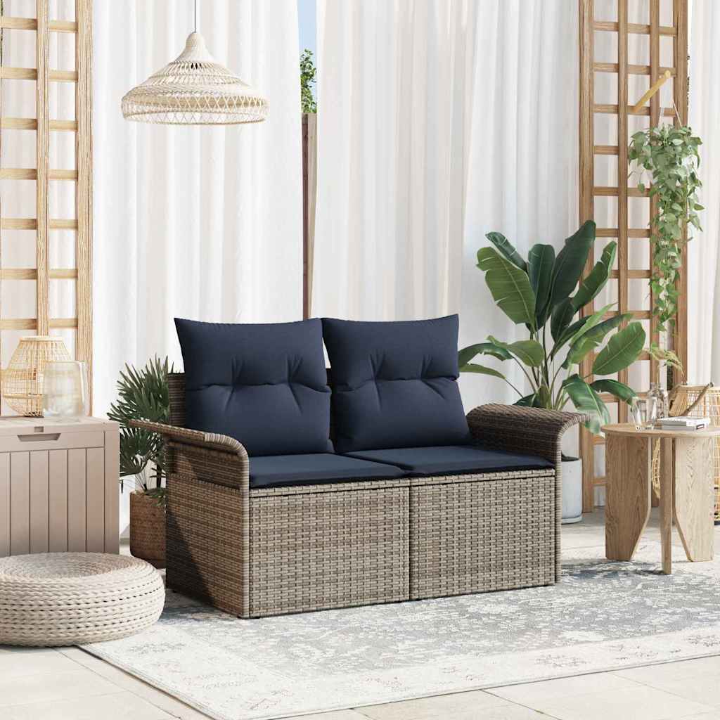 Tuinbank met kussen met opslag 141 x 62 x 69 cm poly rattan – afbeelding 1