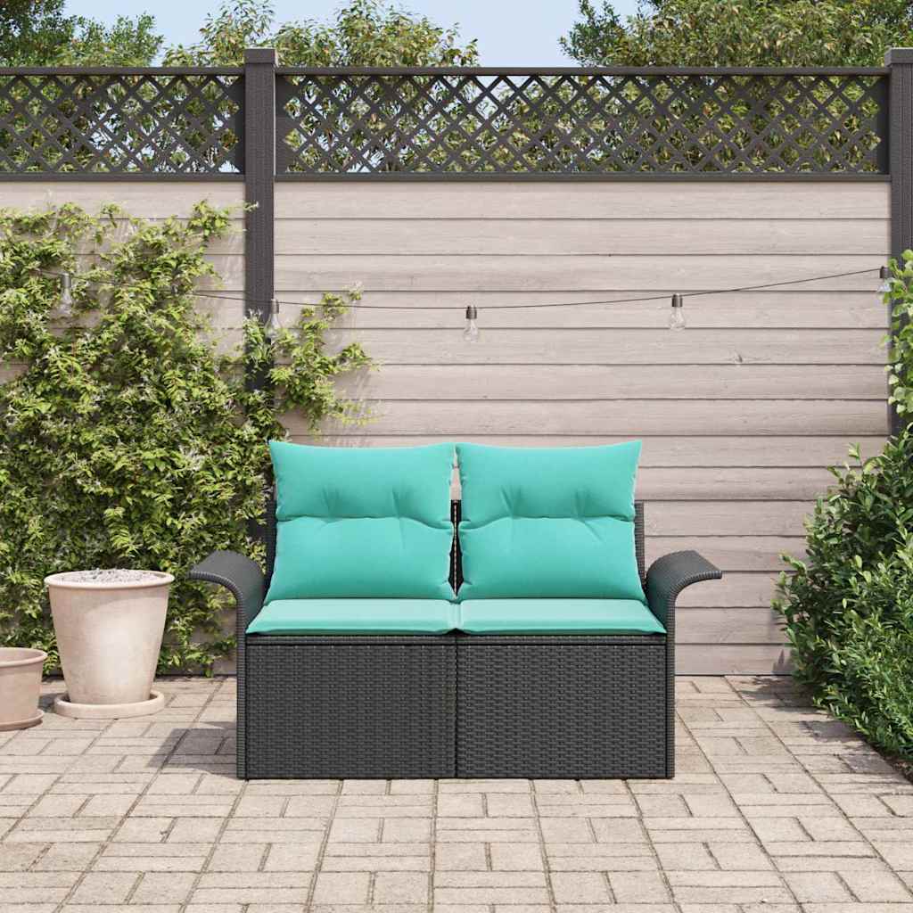 Tuinbank met kussen met opslag 141 x 62 x 69 cm poly rattan – afbeelding 1