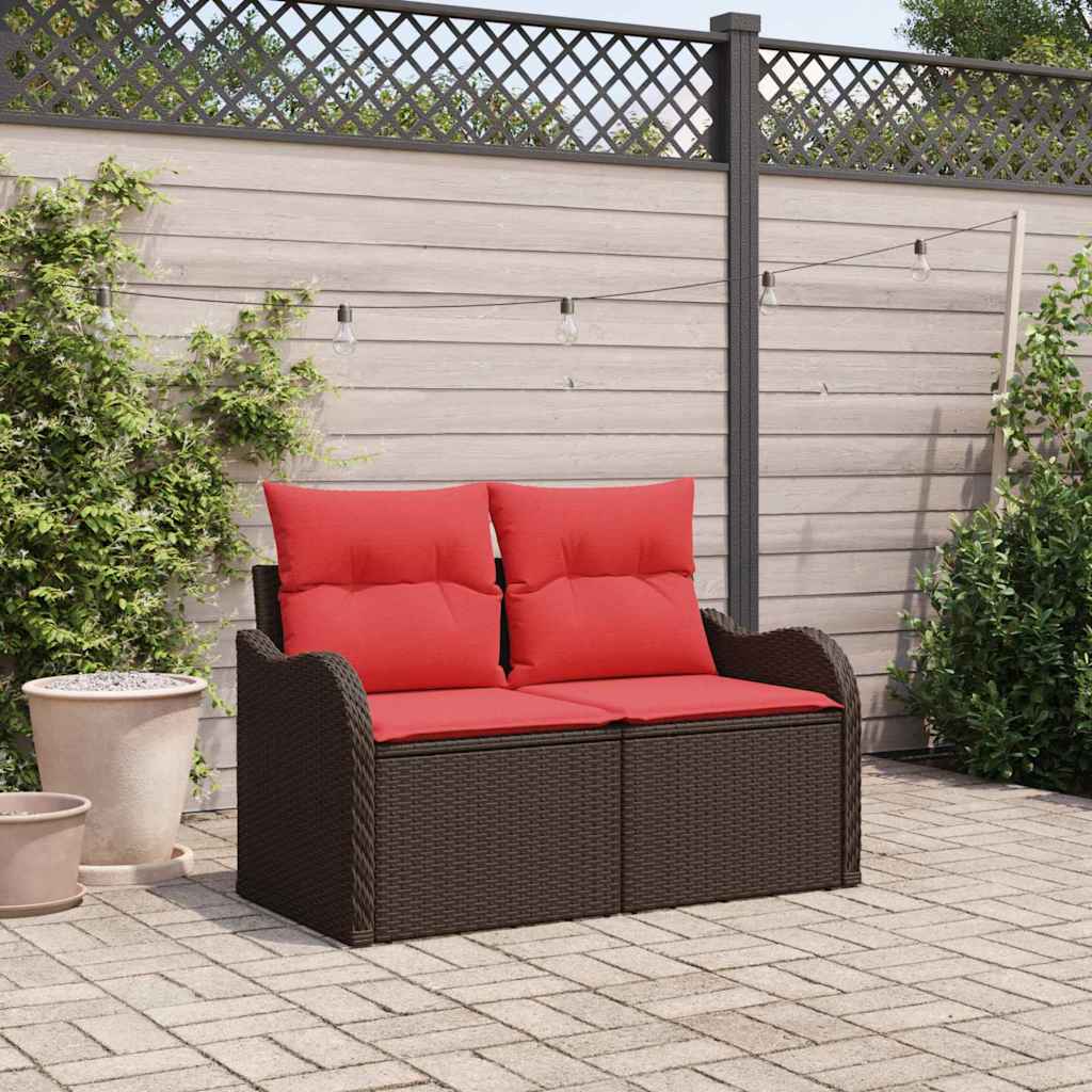 Tuinbank met kussen 121 x 62 x 69 cm poly rattan – afbeelding 1