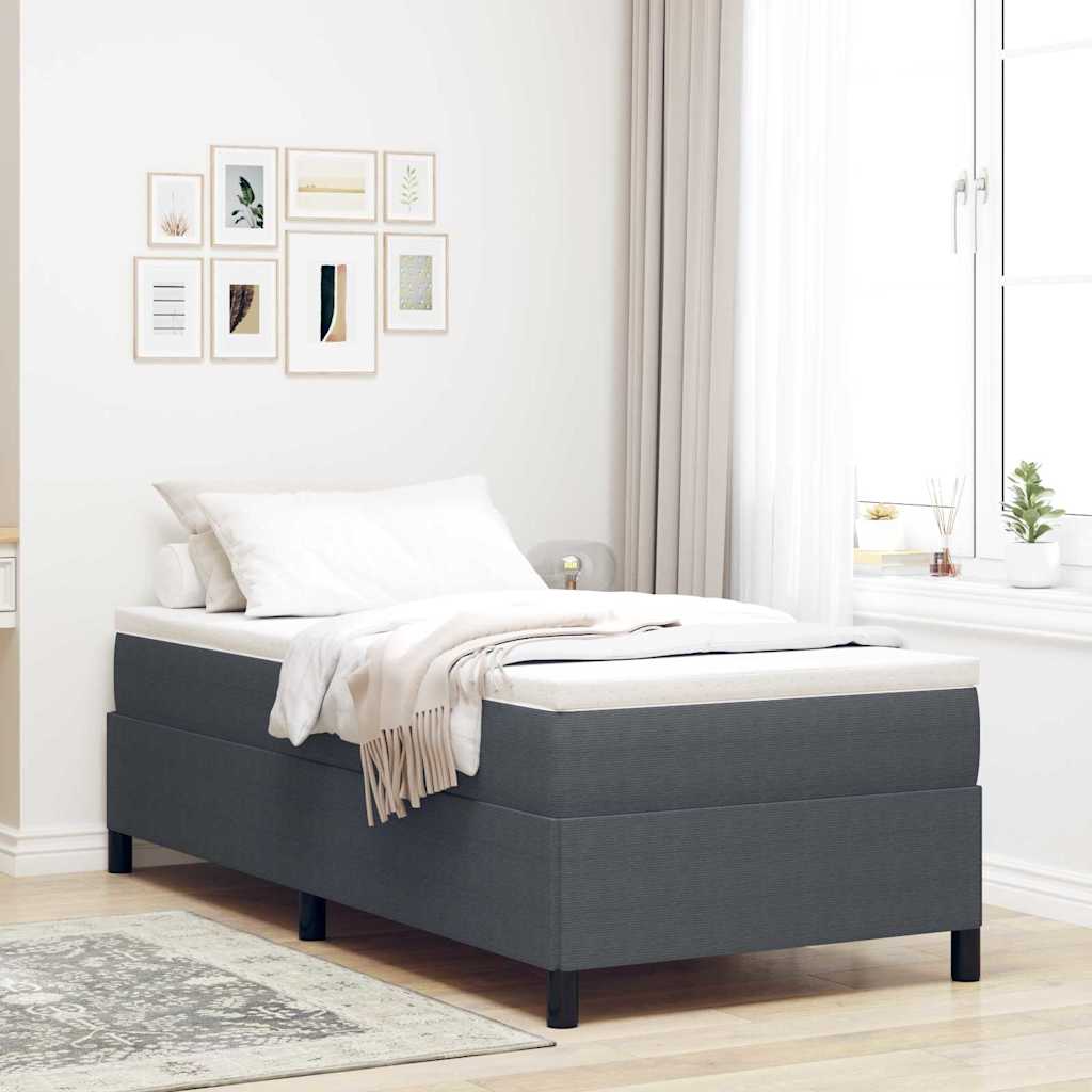 Boxspringbed Donkergrijs 90 x 190 cm Katoen Stof