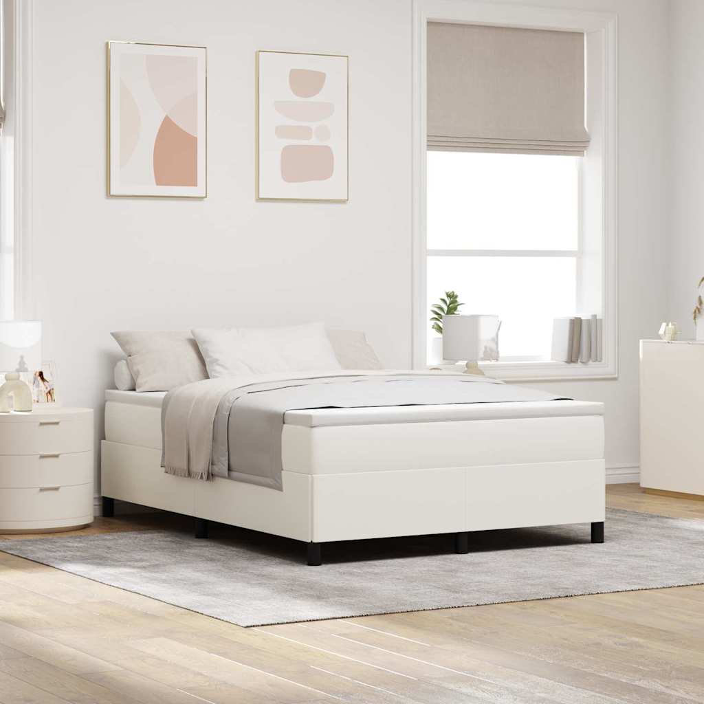 Boxspringbed Crèmekleurig 140 x 190 cm Katoen Stof – afbeelding 1
