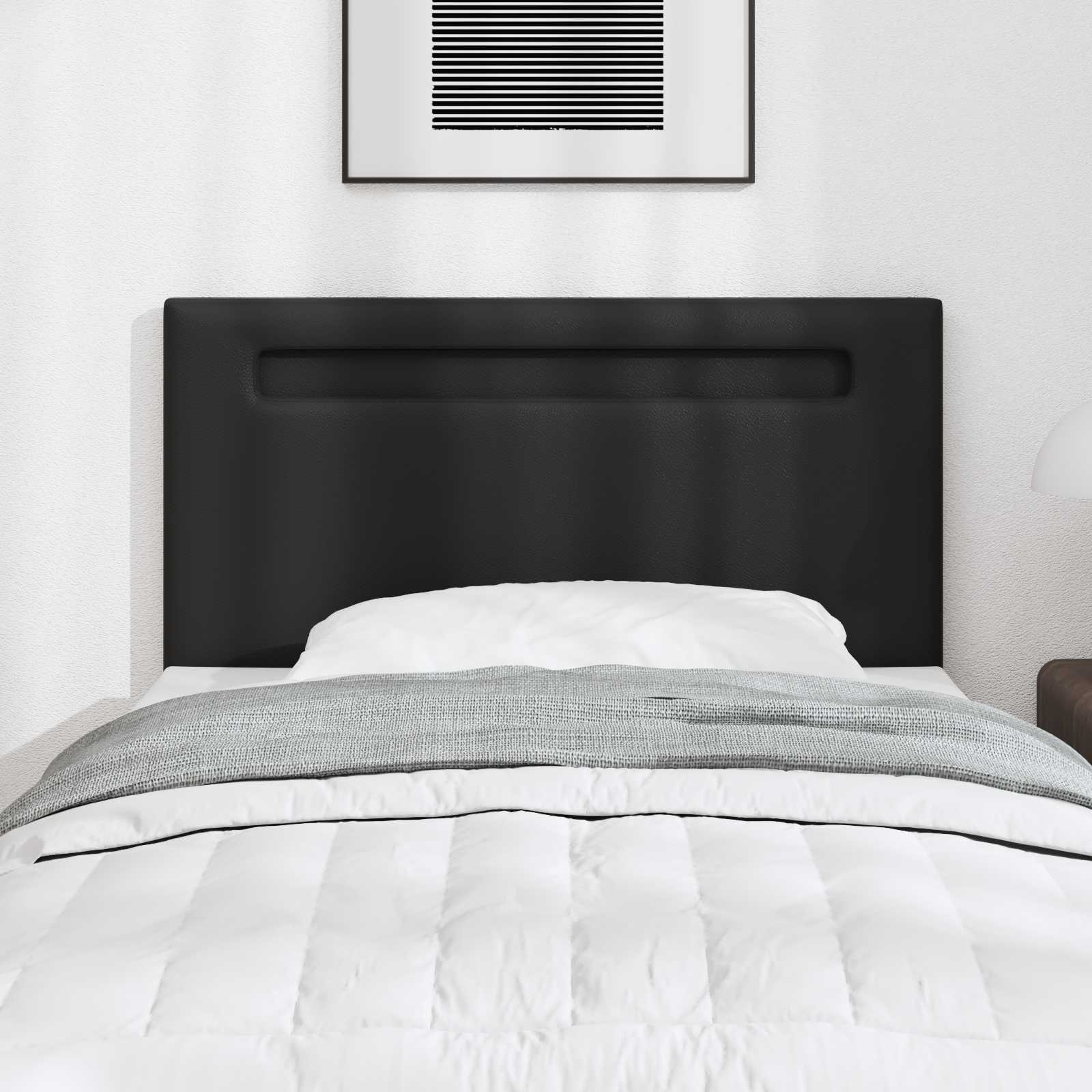 LED Hoofdbord Zwart 90 cm Nep Leer – afbeelding 1