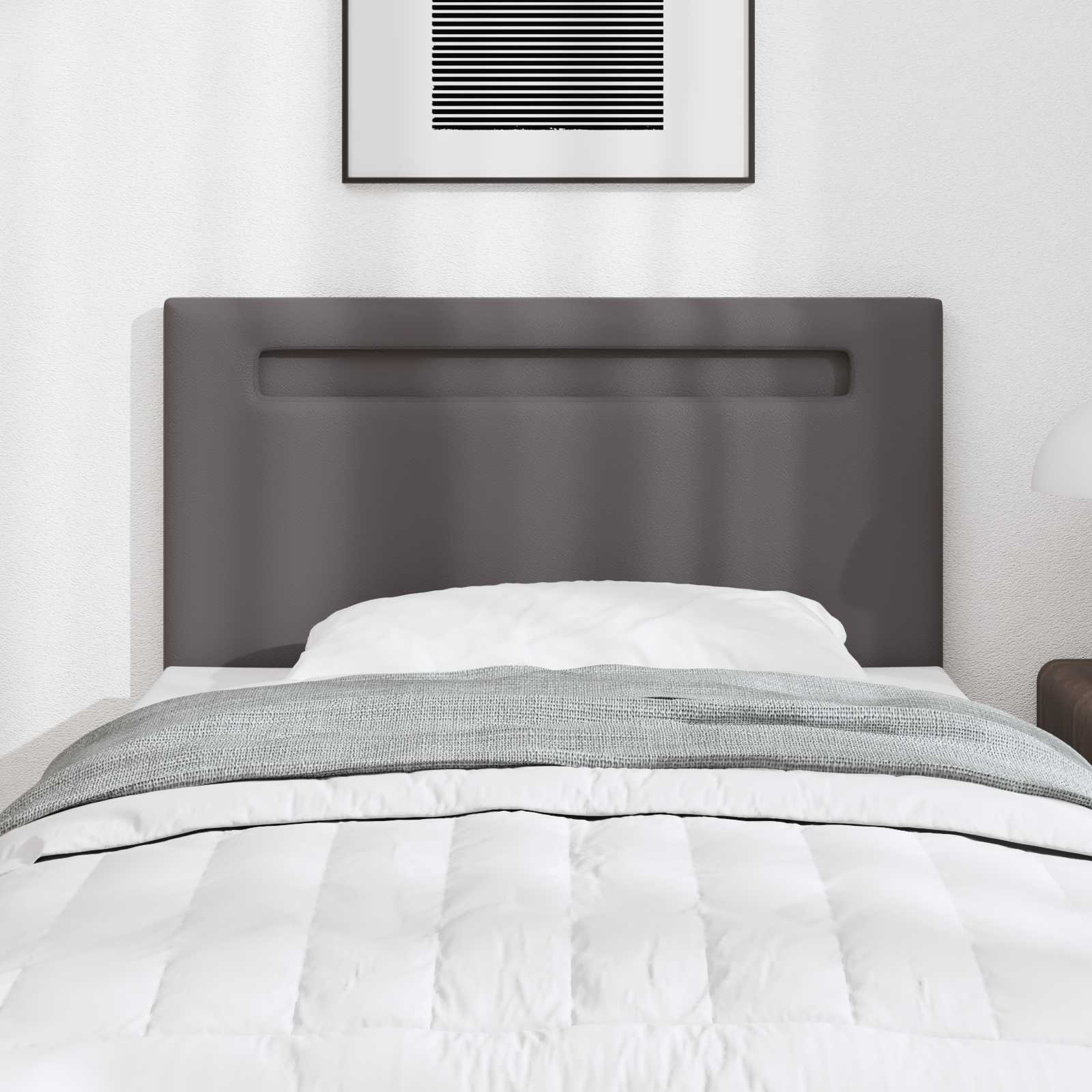 LED Hoofdbord Grijs 90 cm Nep Leer – afbeelding 1