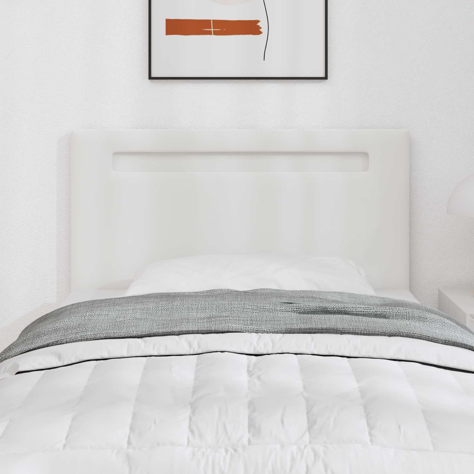 LED Hoofdbord Wit 100 cm Nep Leer – afbeelding 1