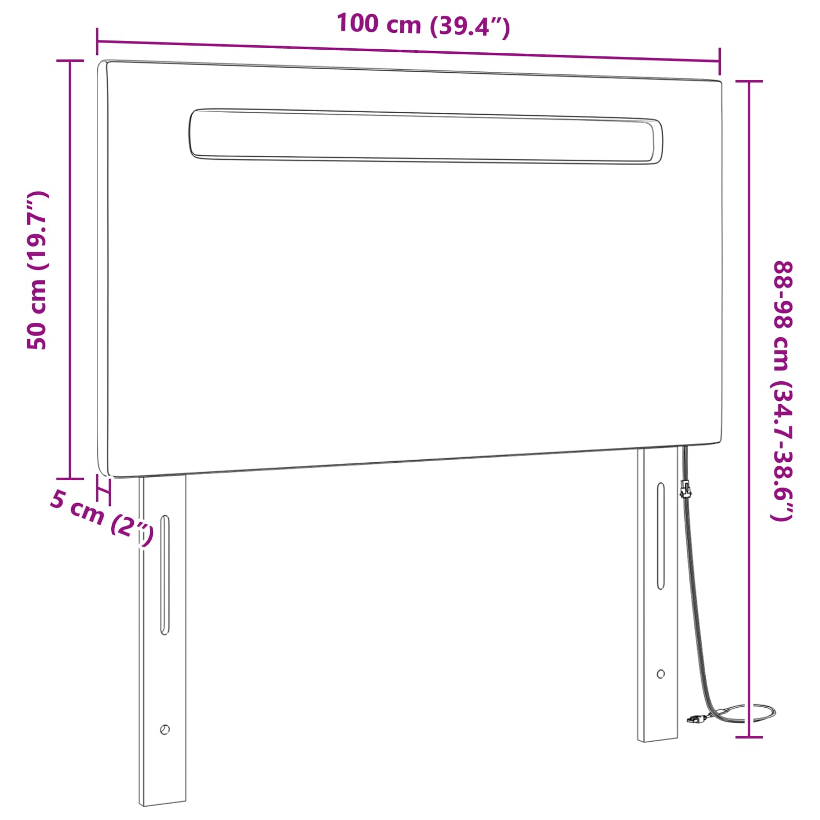 LED Hoofdbord Wit 100 cm Nep Leer – afbeelding 10