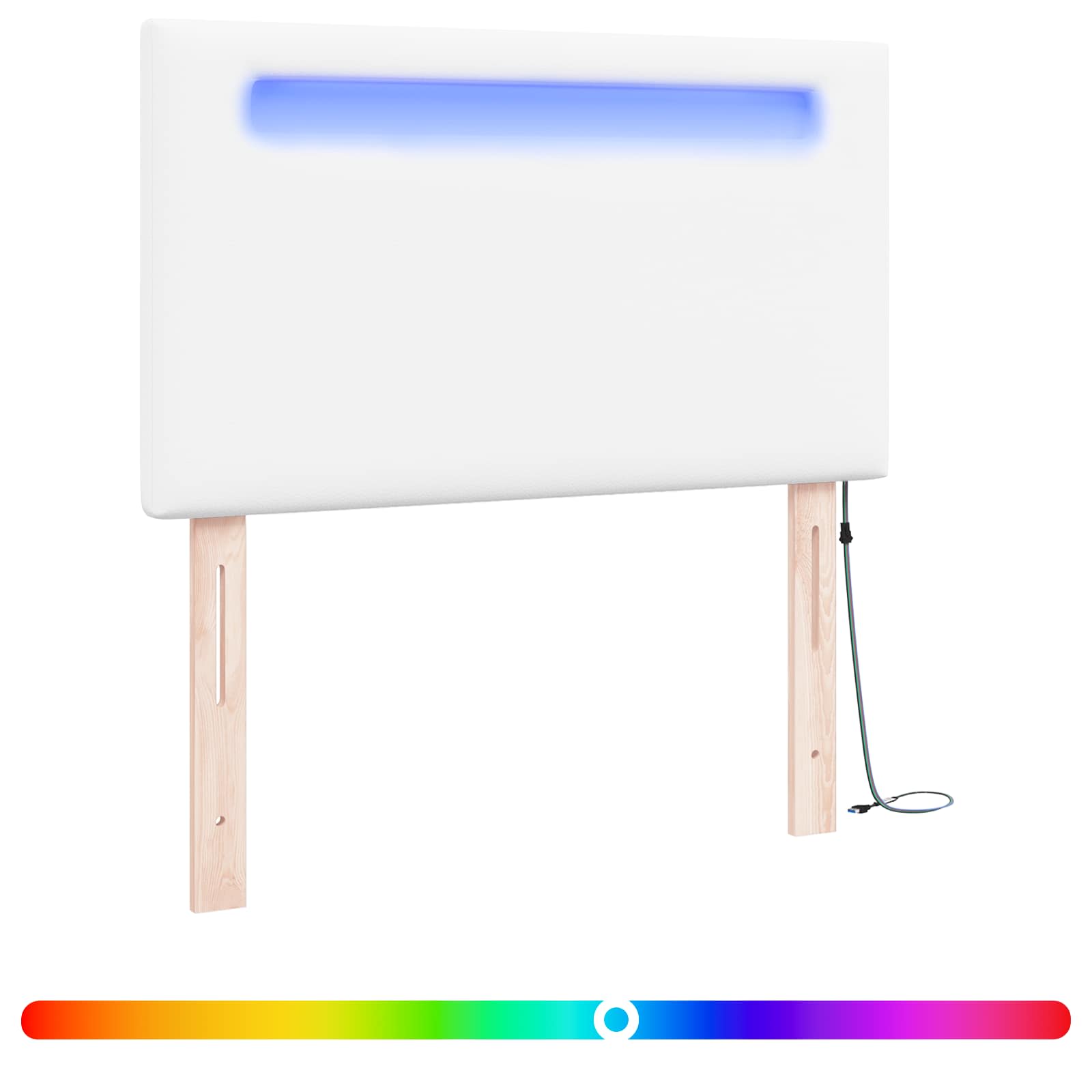 LED Hoofdbord Wit 100 cm Nep Leer – afbeelding 2