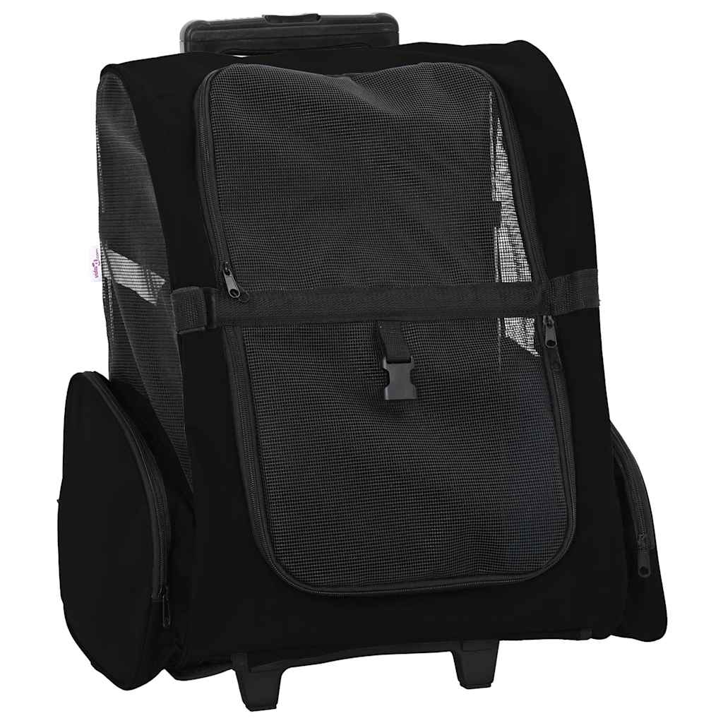 Huisdierentrolley 3-in-1 48x32x(57-106) cm oxford stof zwart