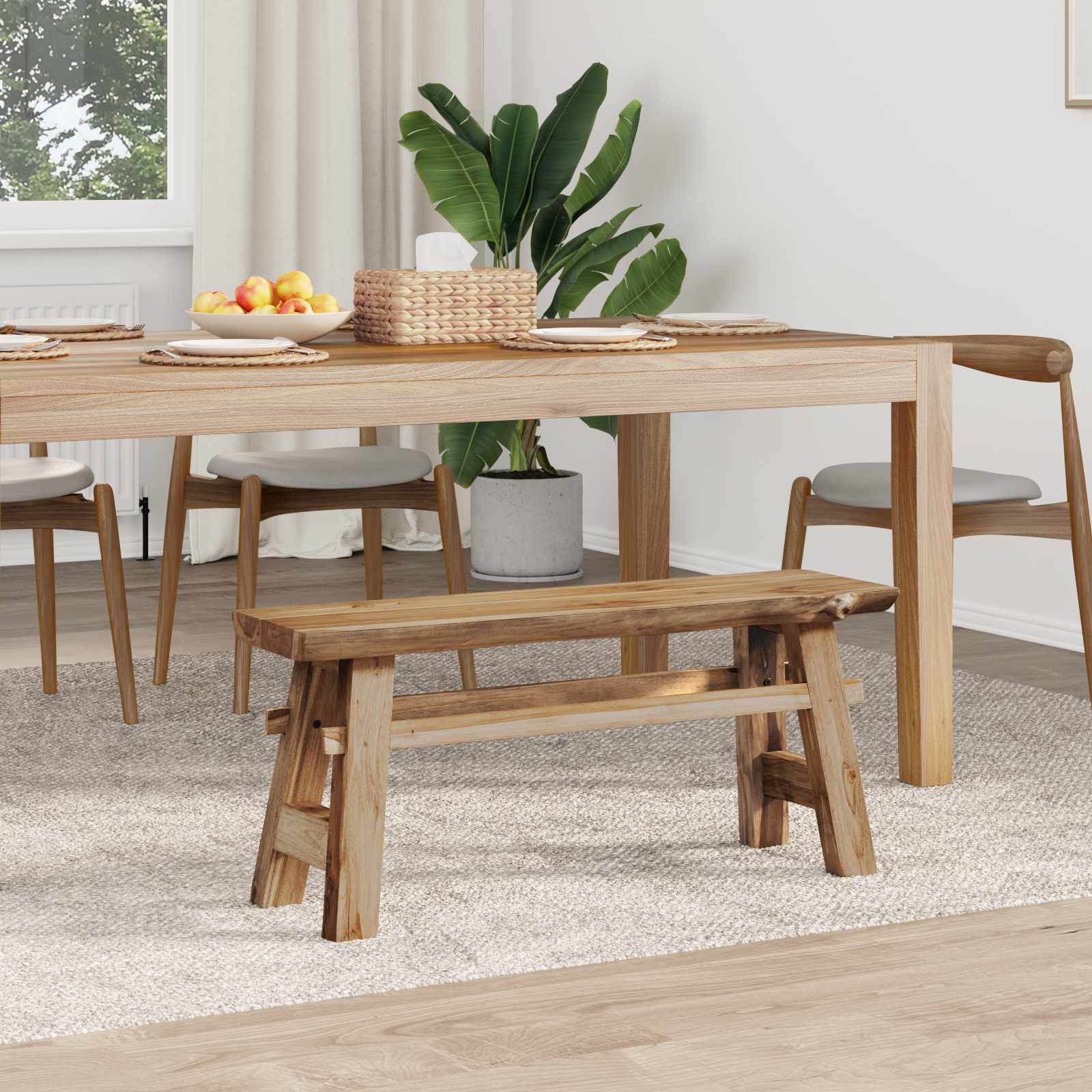 Bank Naturel 100 x 29 x 43,5 cm Massief Teakhout – afbeelding 1