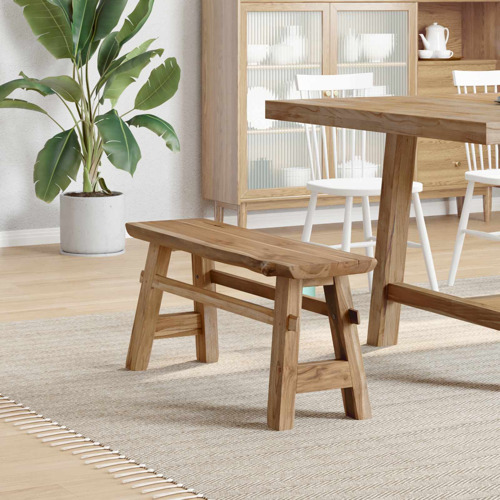 Bank Naturel 100 x 29 x 43,5 cm Massief Teakhout – afbeelding 3