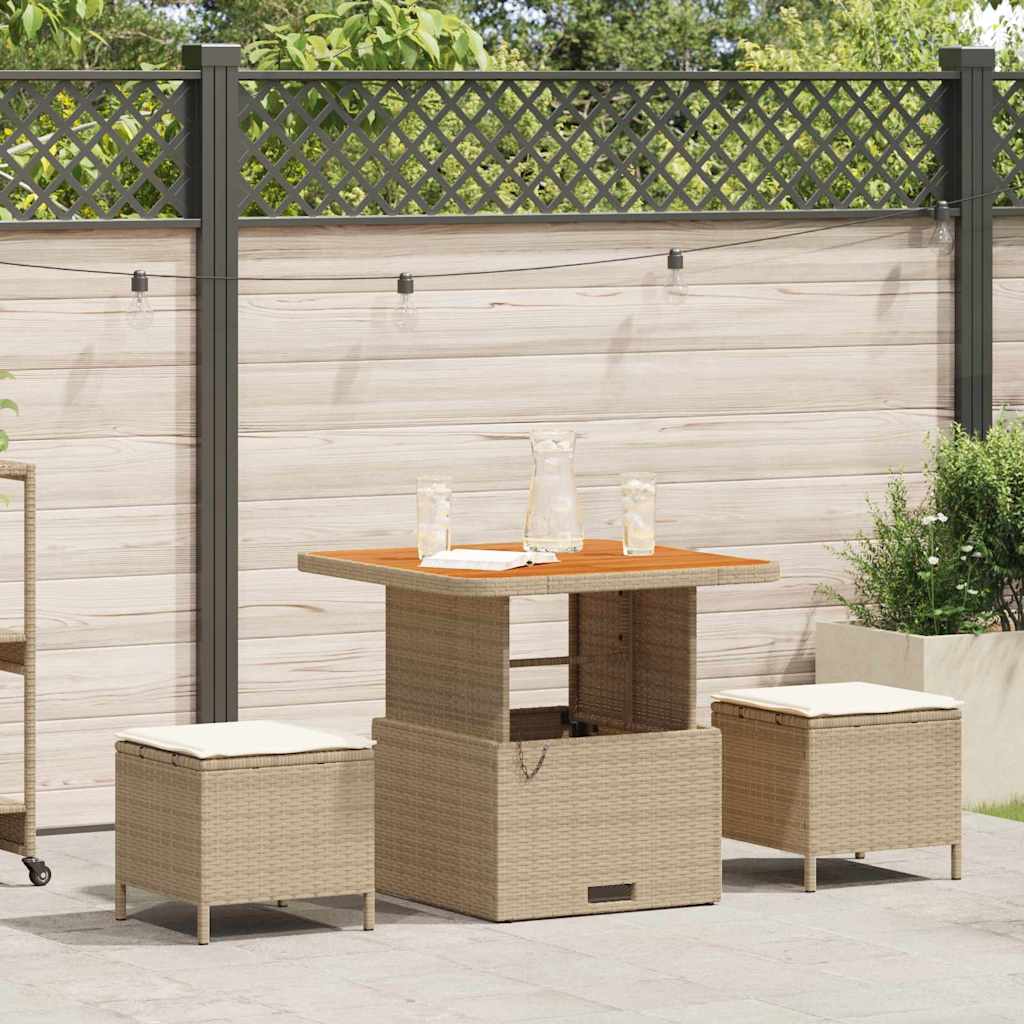 Tuin eettafelset Beige poly rattan – afbeelding 1