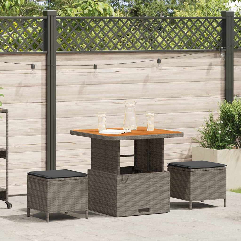 Tuin eettafelset Grijs poly rattan – afbeelding 1