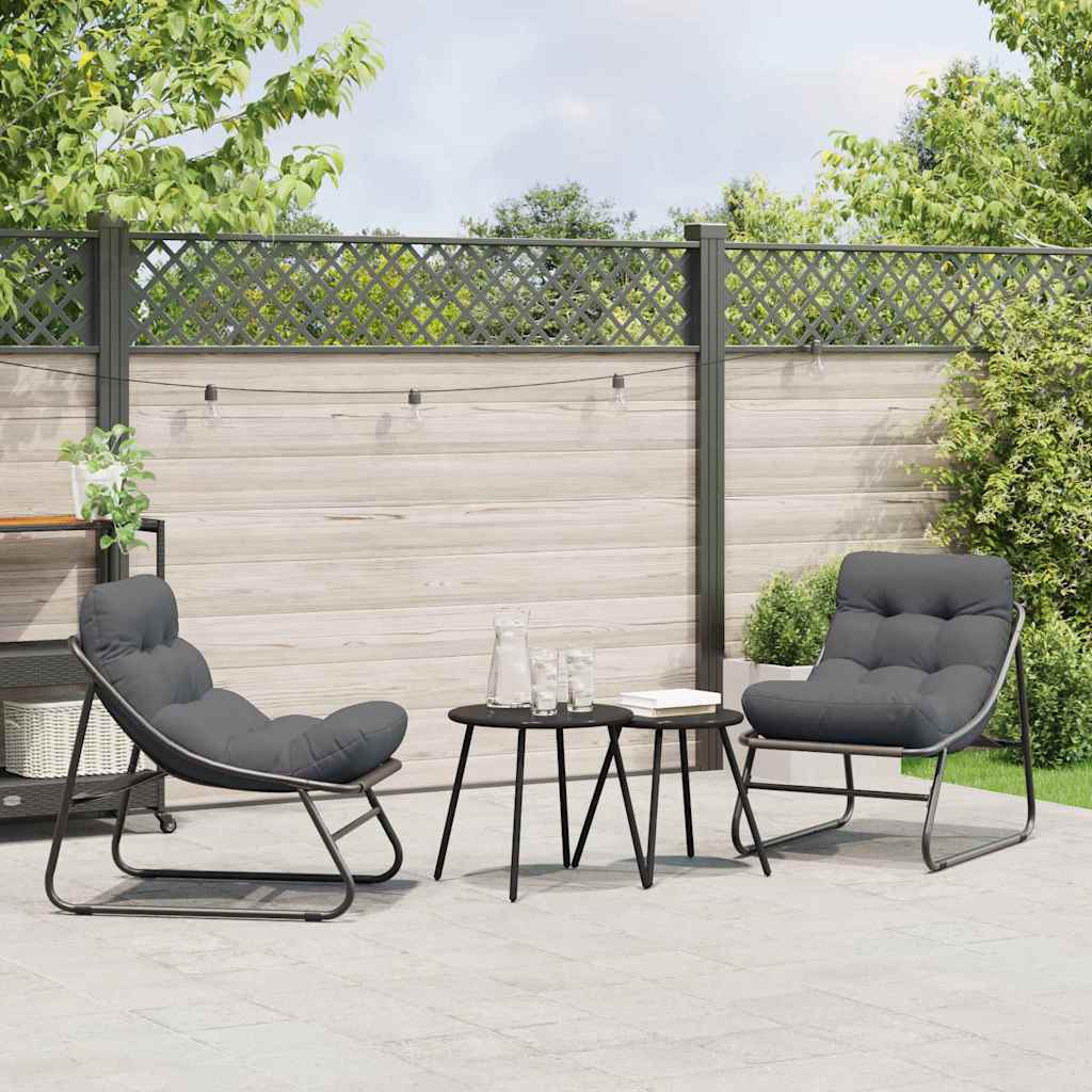 Tuinmeubelen 2 pcs Zwart 60,5 x 81 x 71 cm Gepoedercoat staal