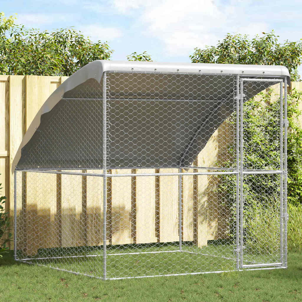 Hondenhok met opslag Zilver 2 x 2 x 2 m Gegalvaniseerd staal