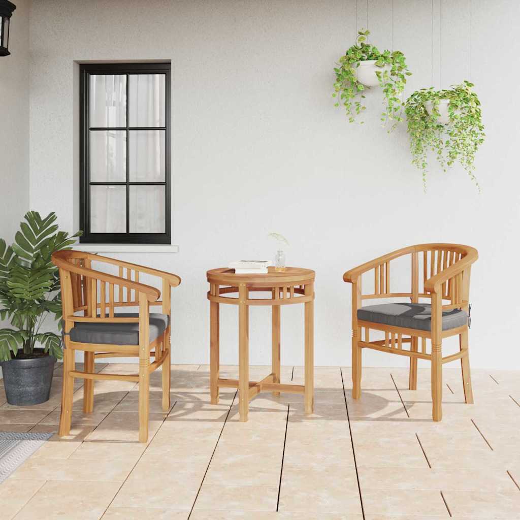 Stoel met kussen 2 pcs Bruin 63 x 58 x 89 cm Massief Teakhout – afbeelding 1