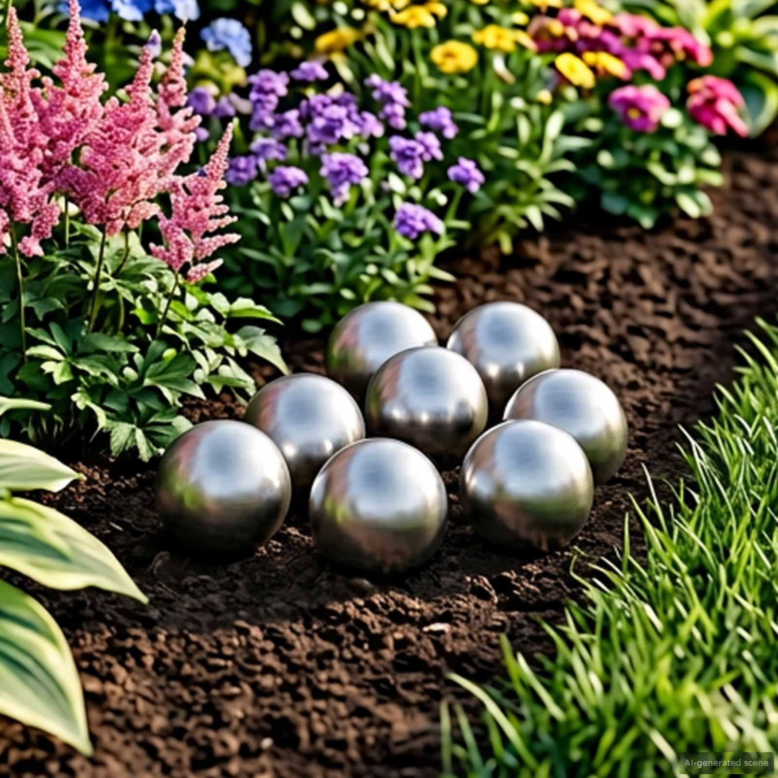 Geborstelde Bal 8 st Ø 5 cm zilver RVS 201 – afbeelding 1