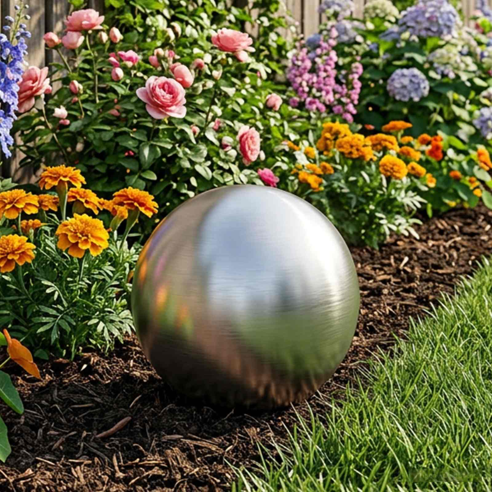 Geborstelde Bal Ø 20 cm zilver RVS 201 – afbeelding 1