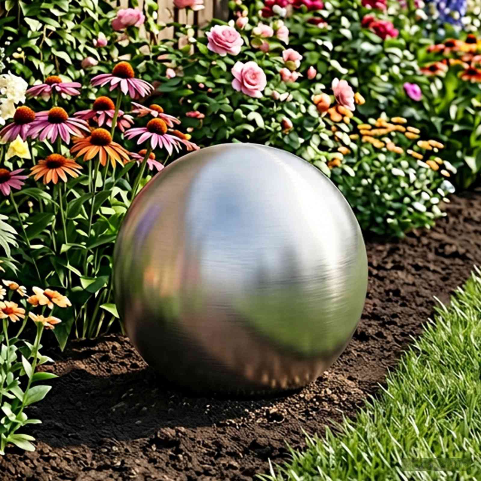 Geborstelde Bal Ø 37,5 cm zilver RVS 201 – afbeelding 1