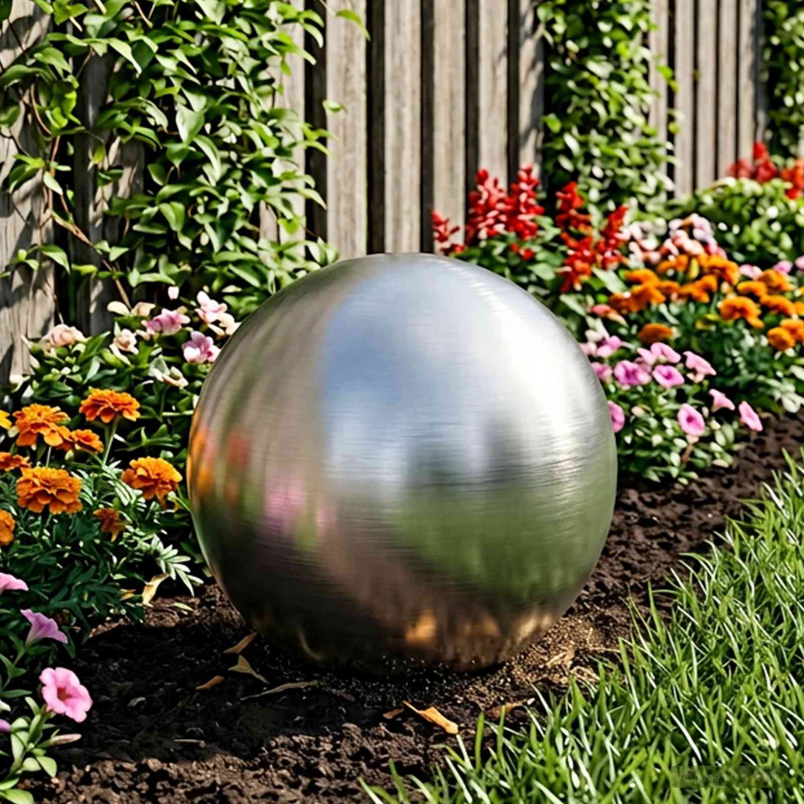 Geborstelde Bal Ø 47 cm zilver RVS 201 – afbeelding 1