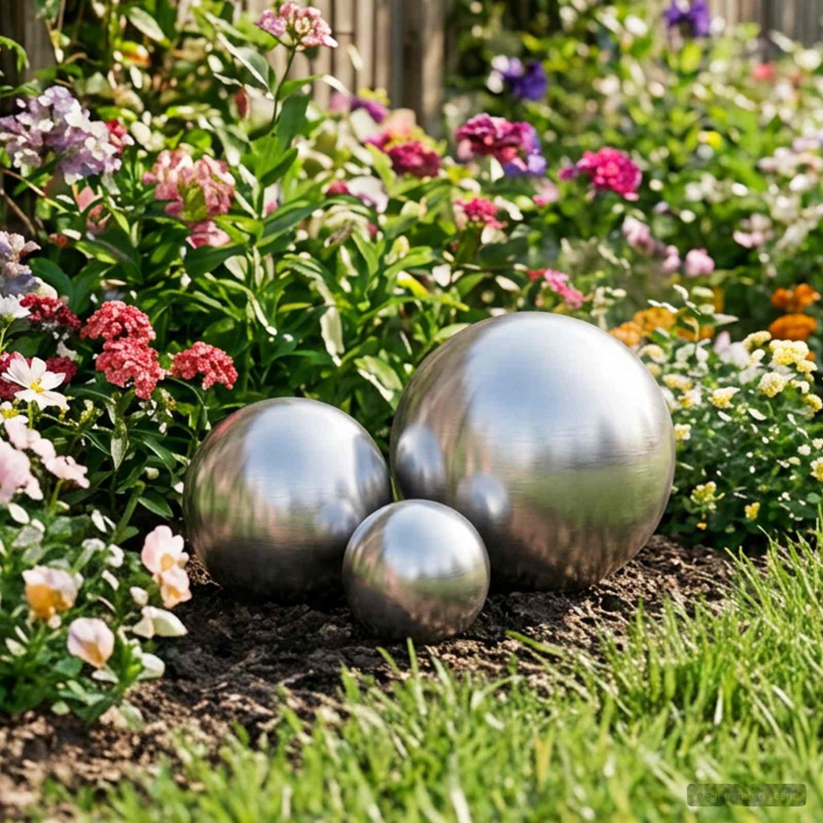 Geborstelde Bal 3 st Ø 20 cm zilver RVS 201 – afbeelding 1