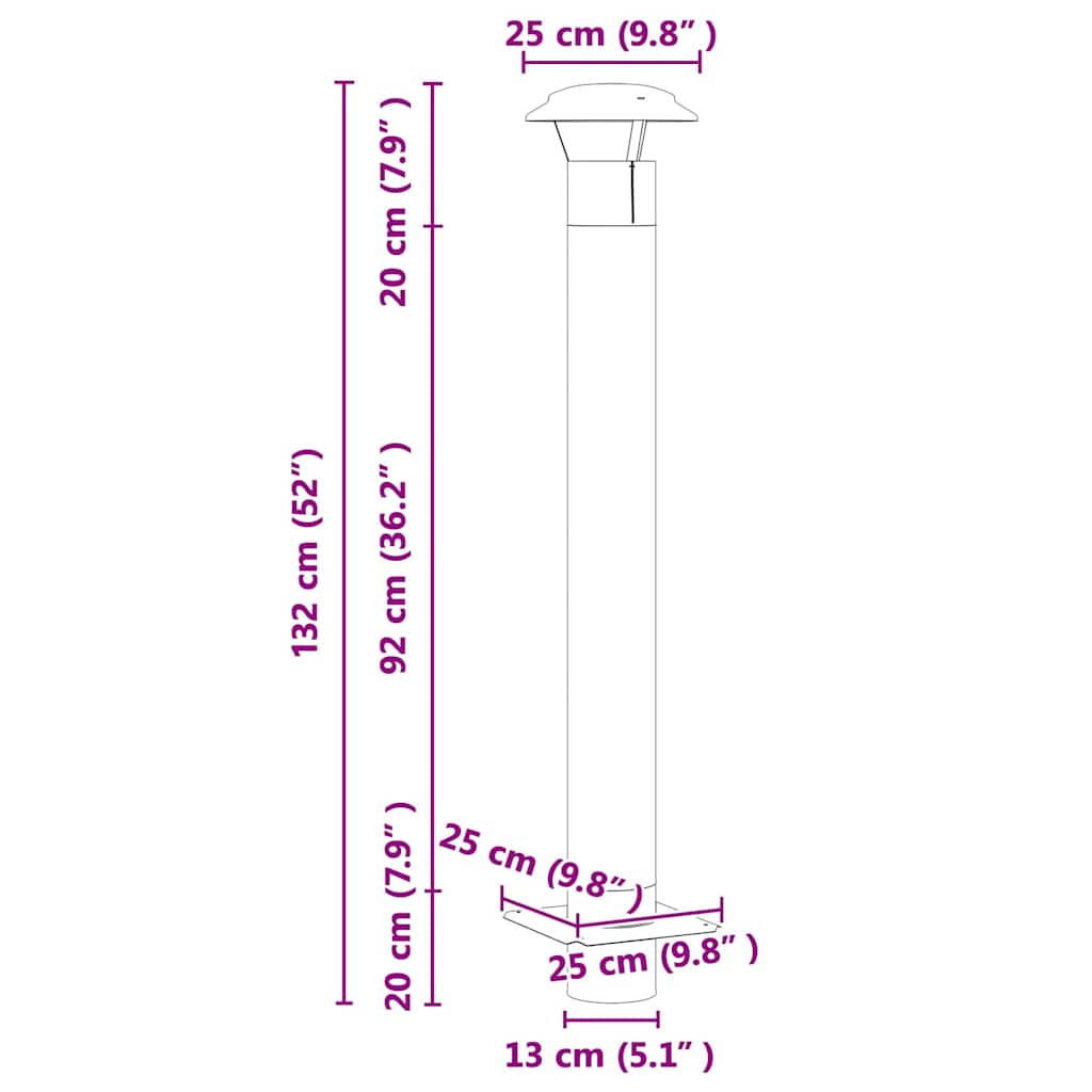 Schouw Verlenging Zilver 25 x 25 x 132 cm Roestvrij staal – afbeelding 9