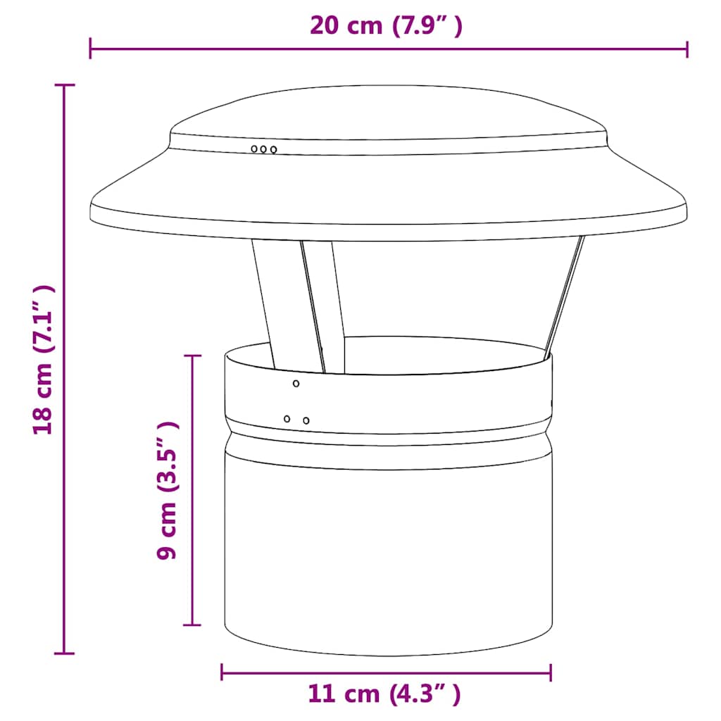 Regenbescherming voor Schoorsteen Zilver 20 x 20 x 18 cm – afbeelding 7