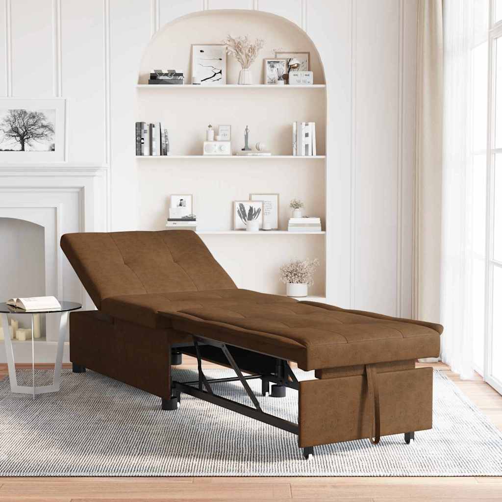 Slaapbank Bruin 194 x 67 x 82 cm Huahua Stof – afbeelding 1