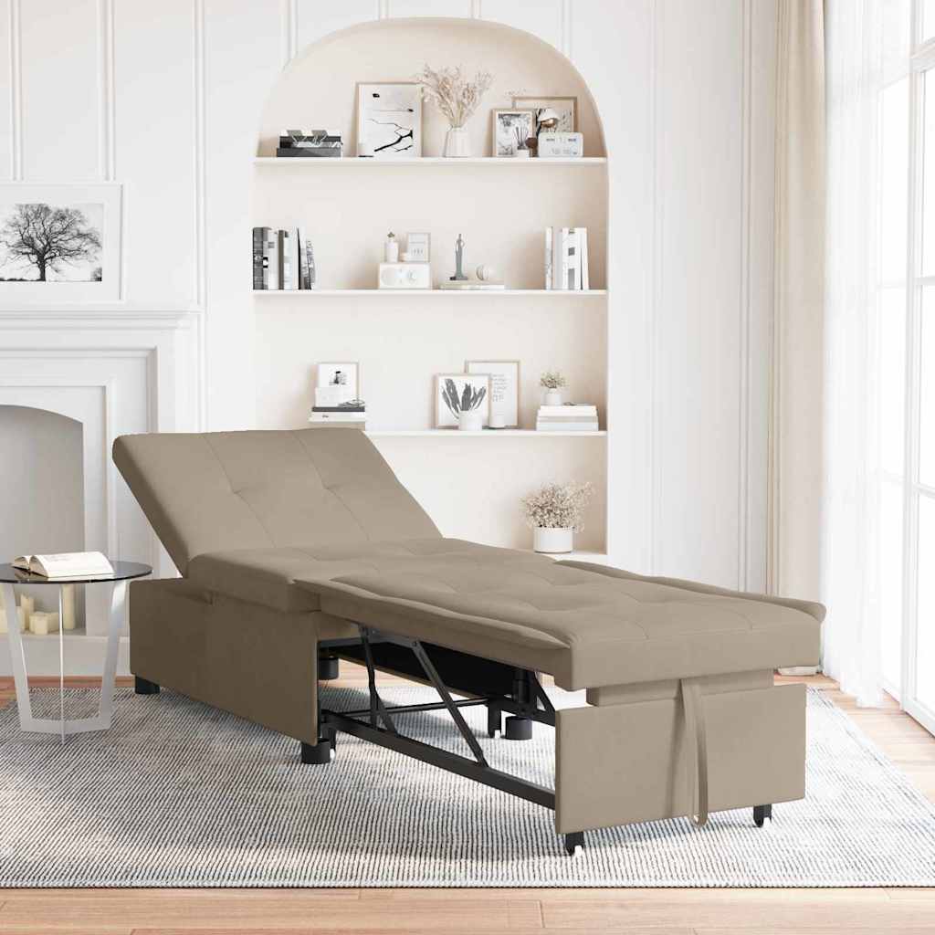 Uittrekbare Slaapbank Taupe 194 x 67 x 82 cm Microvezel – afbeelding 1
