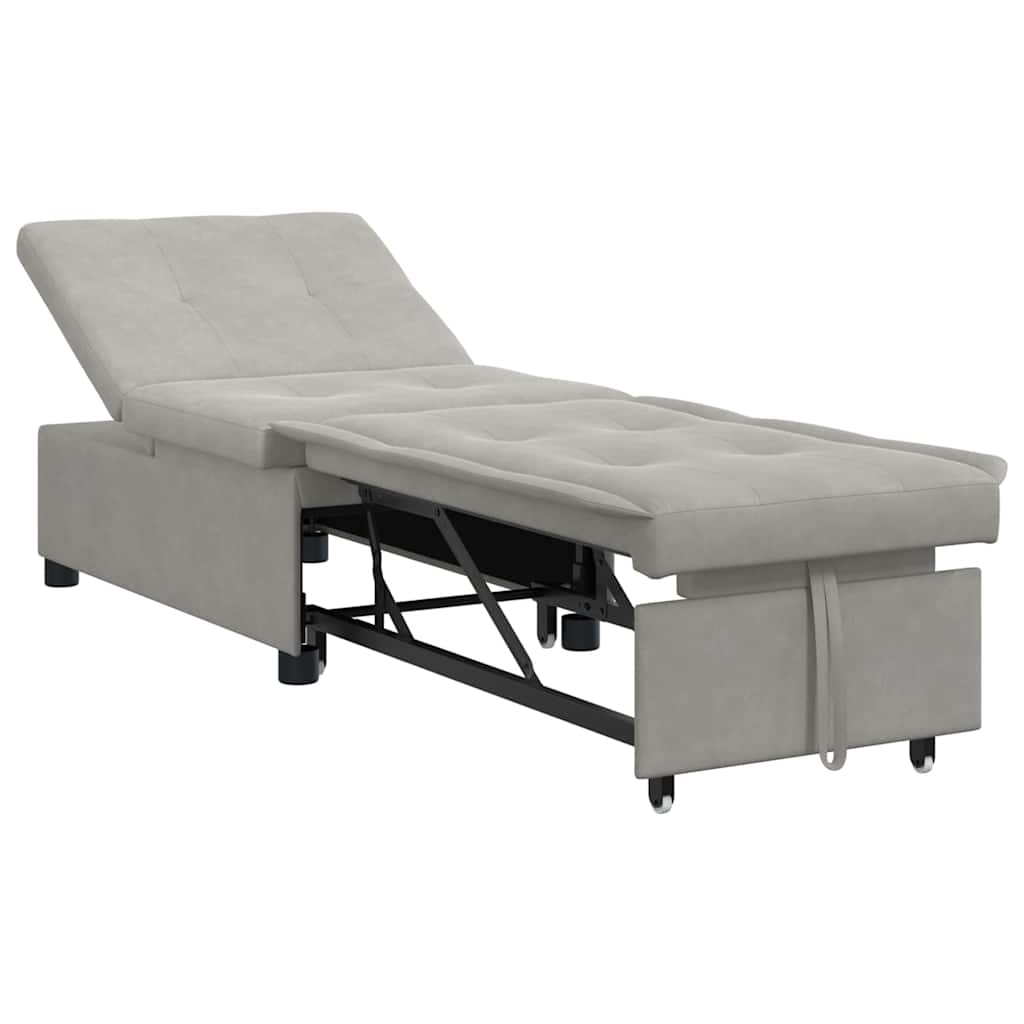 Uittrekbare Slaapbank Lichtgrijs 194 x 67 x 82 cm Microvezel – afbeelding 2