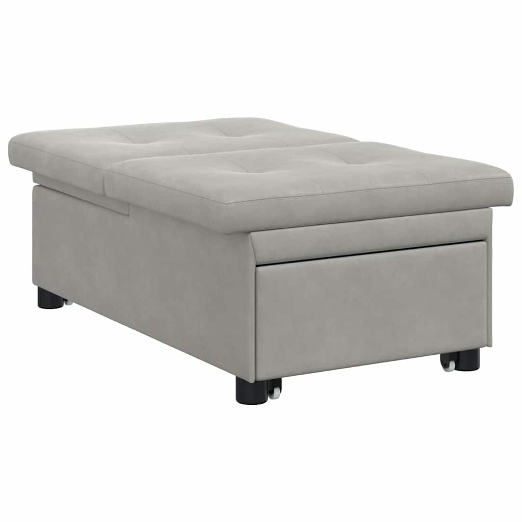 Uittrekbare Slaapbank Lichtgrijs 194 x 67 x 82 cm Microvezel – afbeelding 4