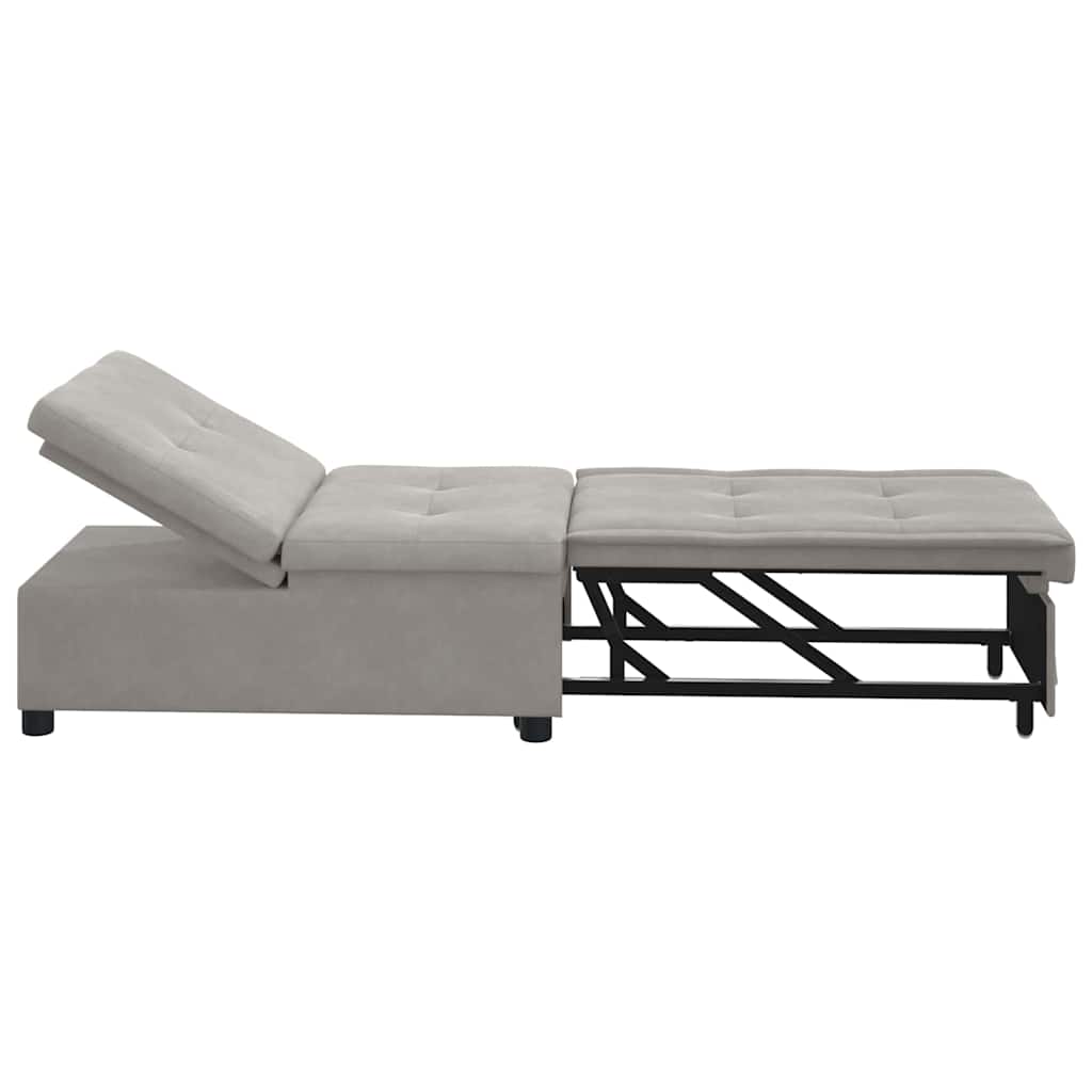 Uittrekbare Slaapbank Lichtgrijs 194 x 67 x 82 cm Microvezel – afbeelding 5