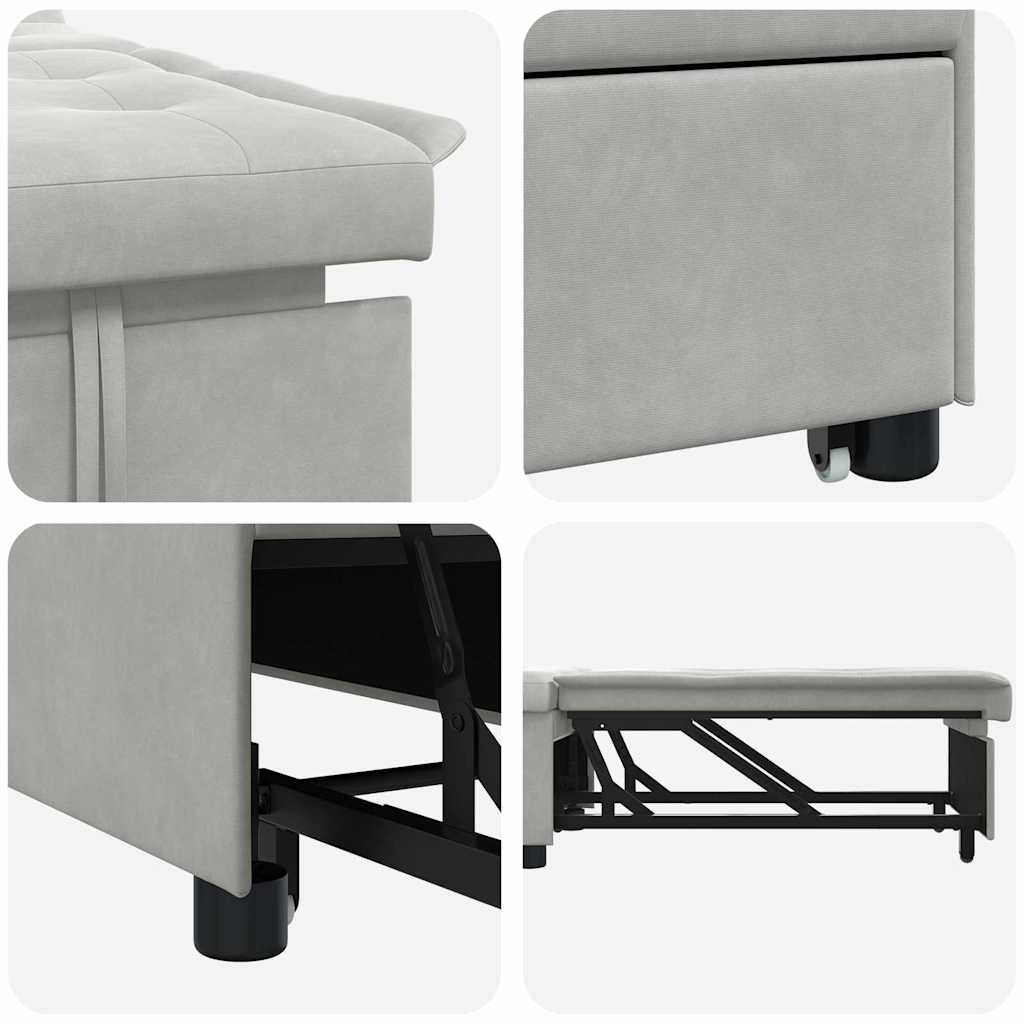 Uittrekbare Slaapbank Lichtgrijs 194 x 67 x 82 cm Microvezel – afbeelding 7