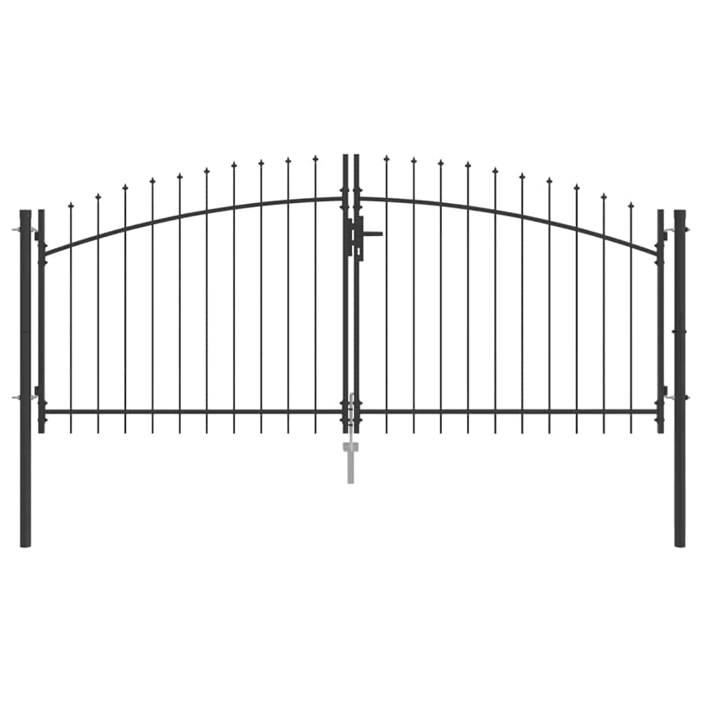Dubbele Poort met slot Woerden Grijs 299,5 x 149,5 cm Staal – afbeelding 2