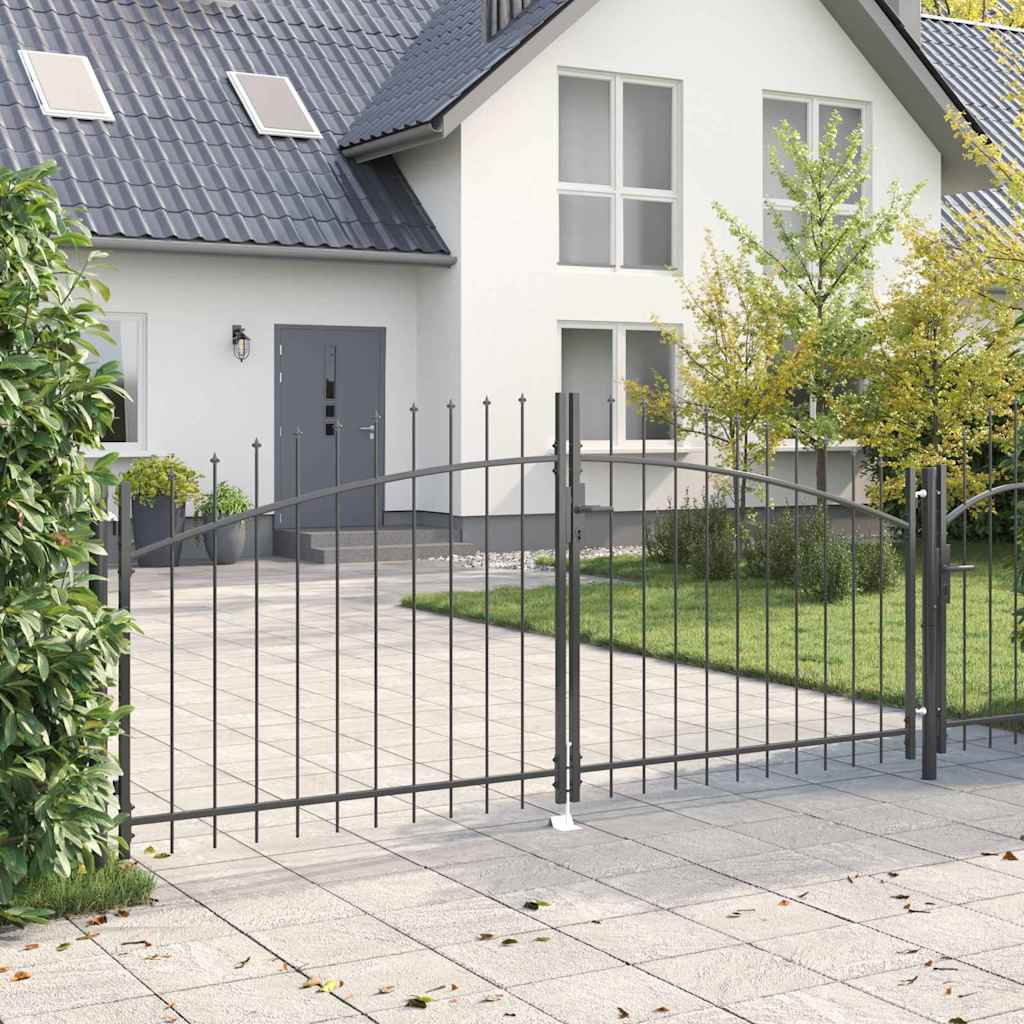 Dubbele Poort met slot Woerden Grijs 299,5 x 149,5 cm Staal – afbeelding 3