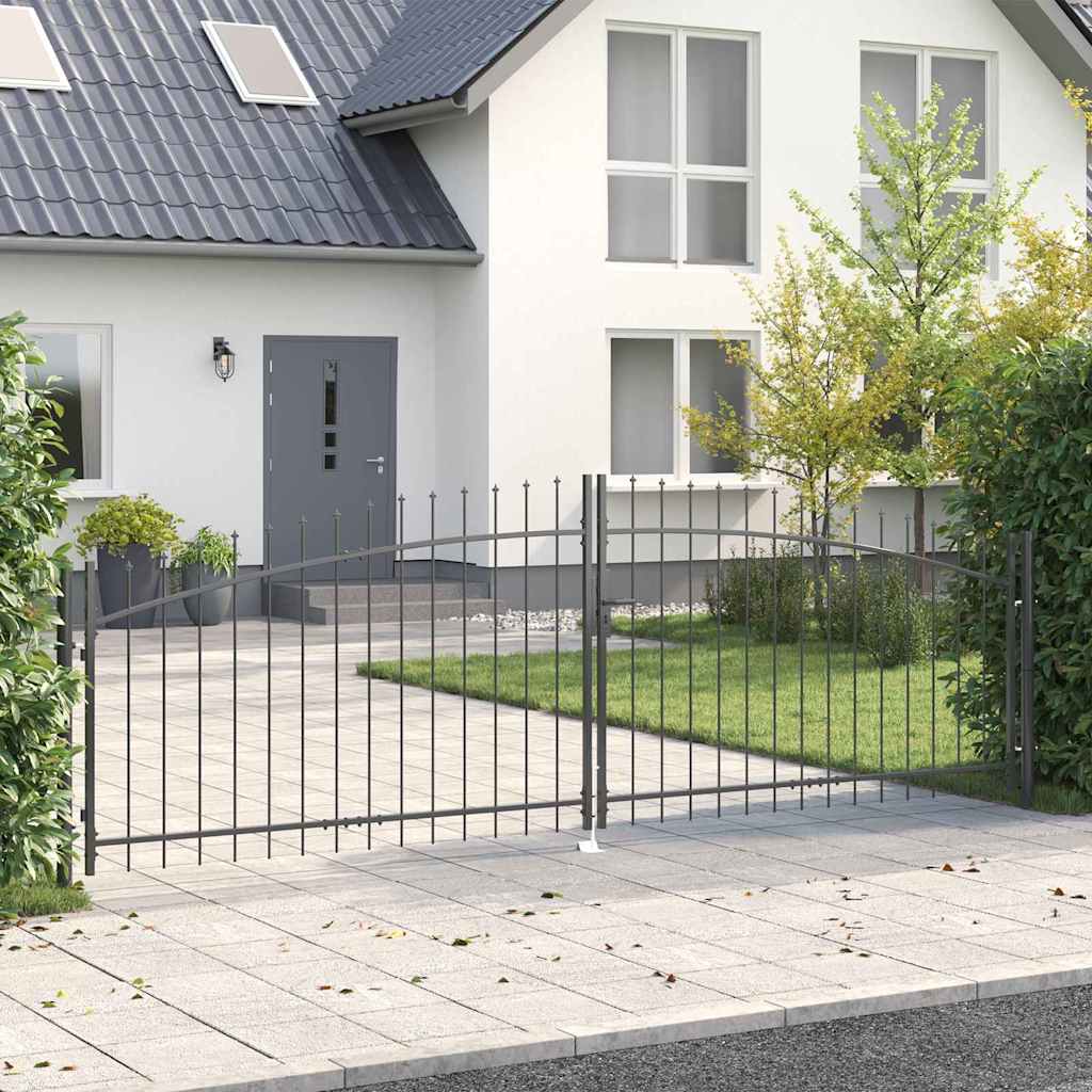 Dubbele Poort met slot Woerden Grijs 400 x 174,5 cm Staal – afbeelding 1